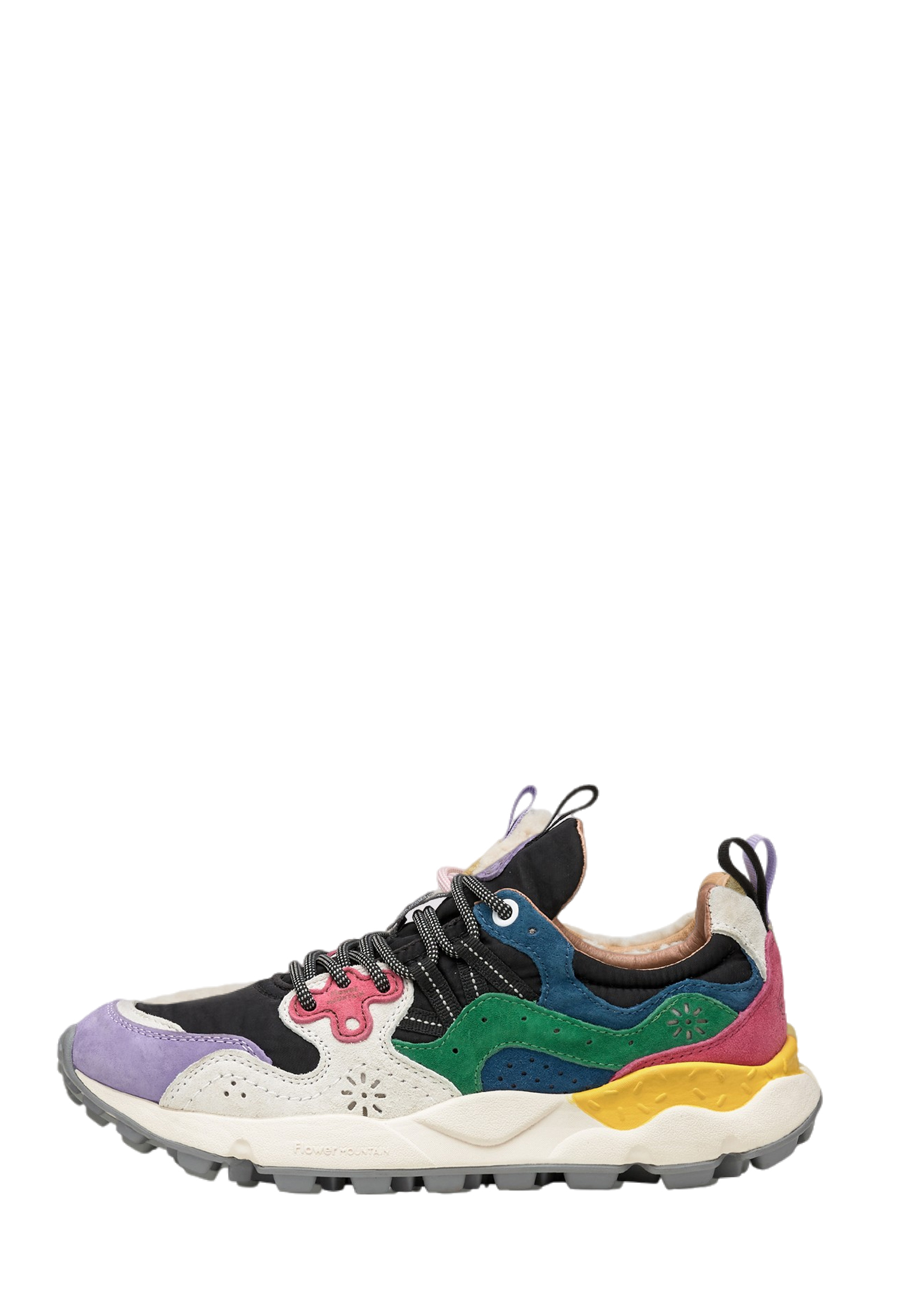 YAMANO 3 WOMAN - Suede and technical fabric sneakers - Lilac-Black-White