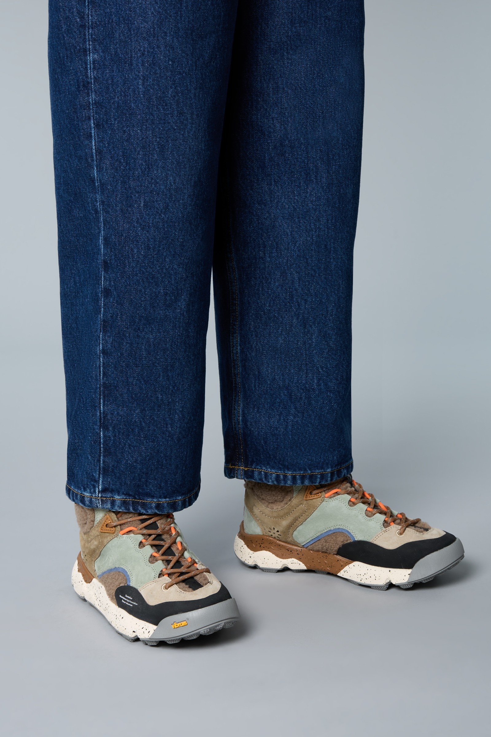 BACK COUNTRY MID UNI - Leather and wool high-top sneakers - Brown-Sage