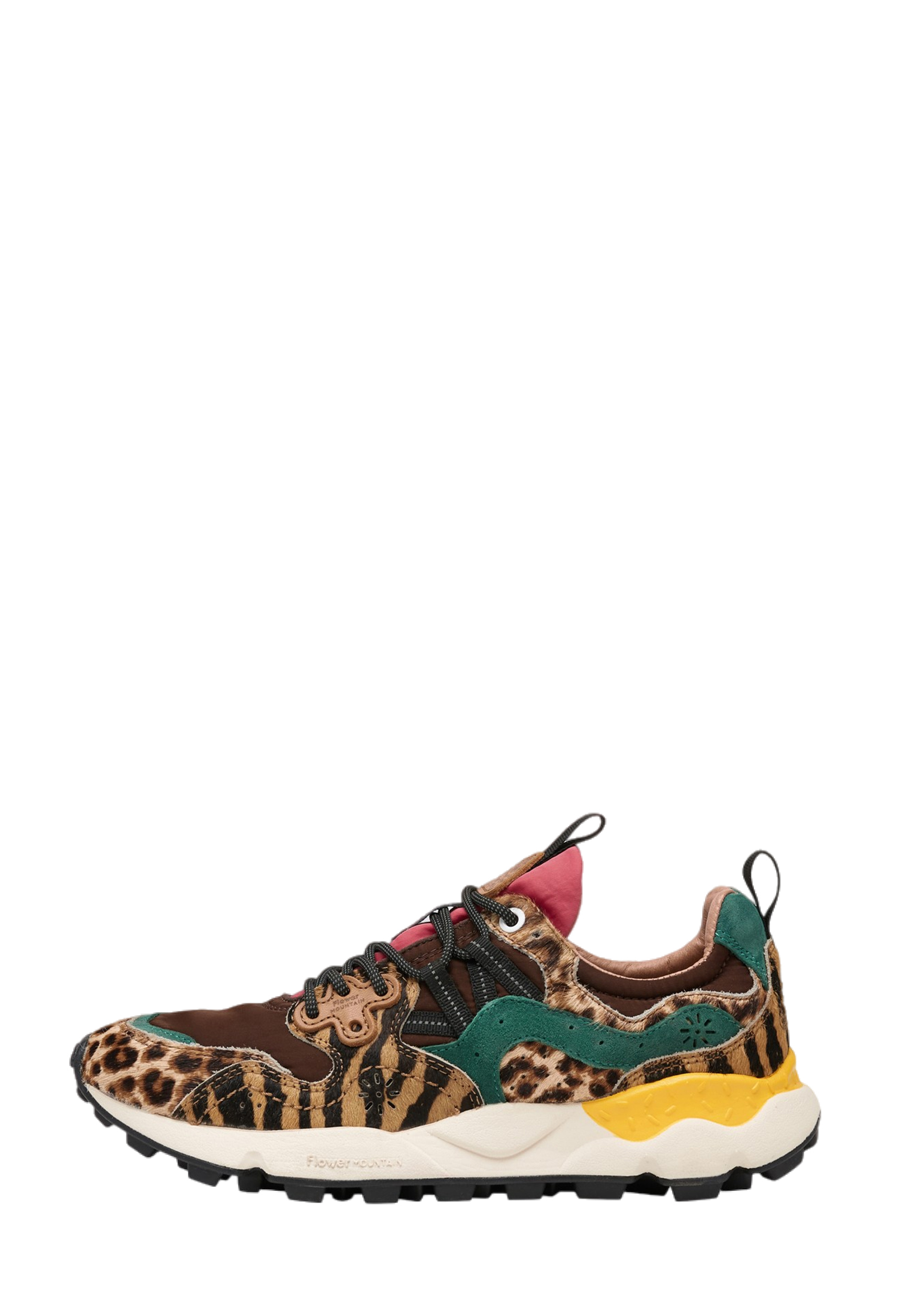 YAMANO 3 UNI - Suede and technical fabric sneakers - Brown-Aqua Green