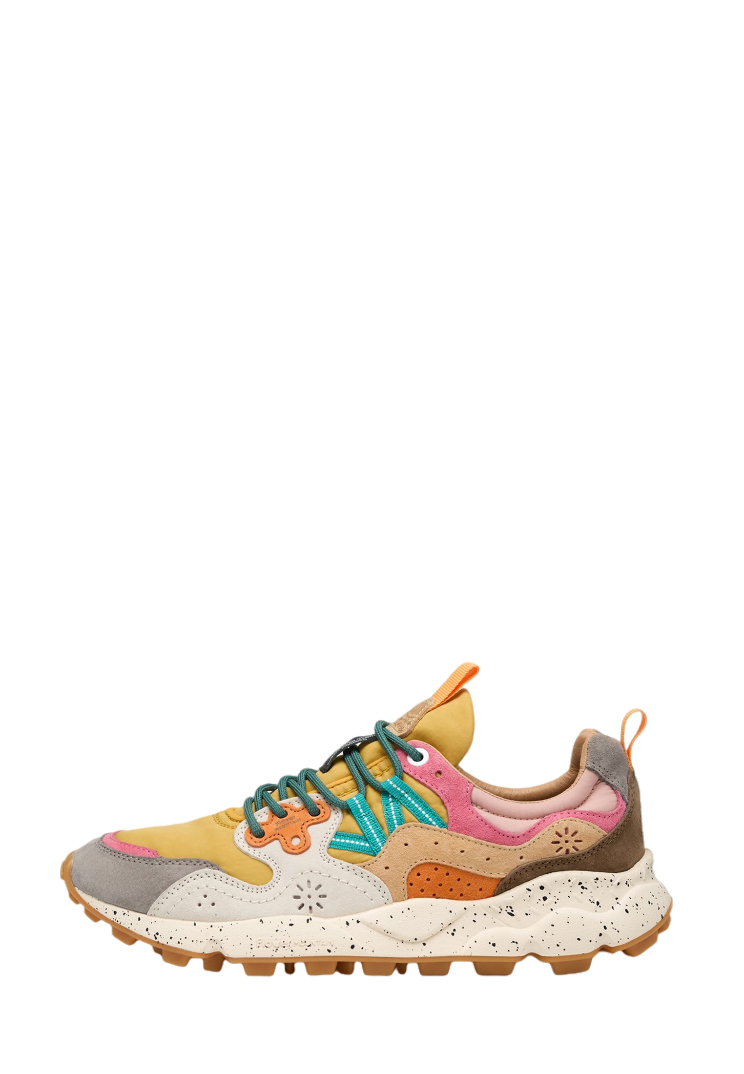 YAMANO 3 UNI - Suede and technical fabric sneakers - Yellow-Pink