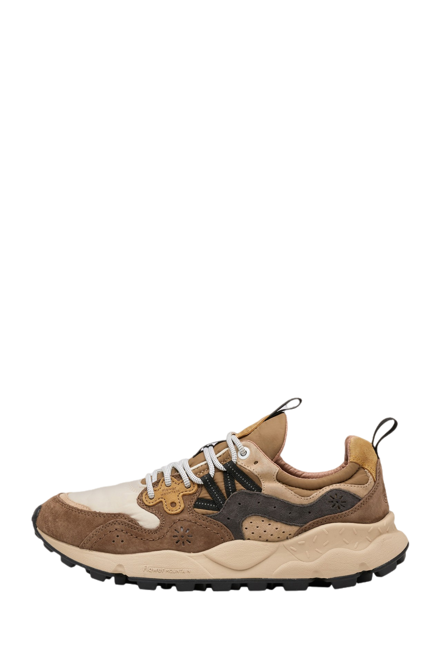 YAMANO 3 MAN - Suede and technical fabric sneakers - Beige-Brown