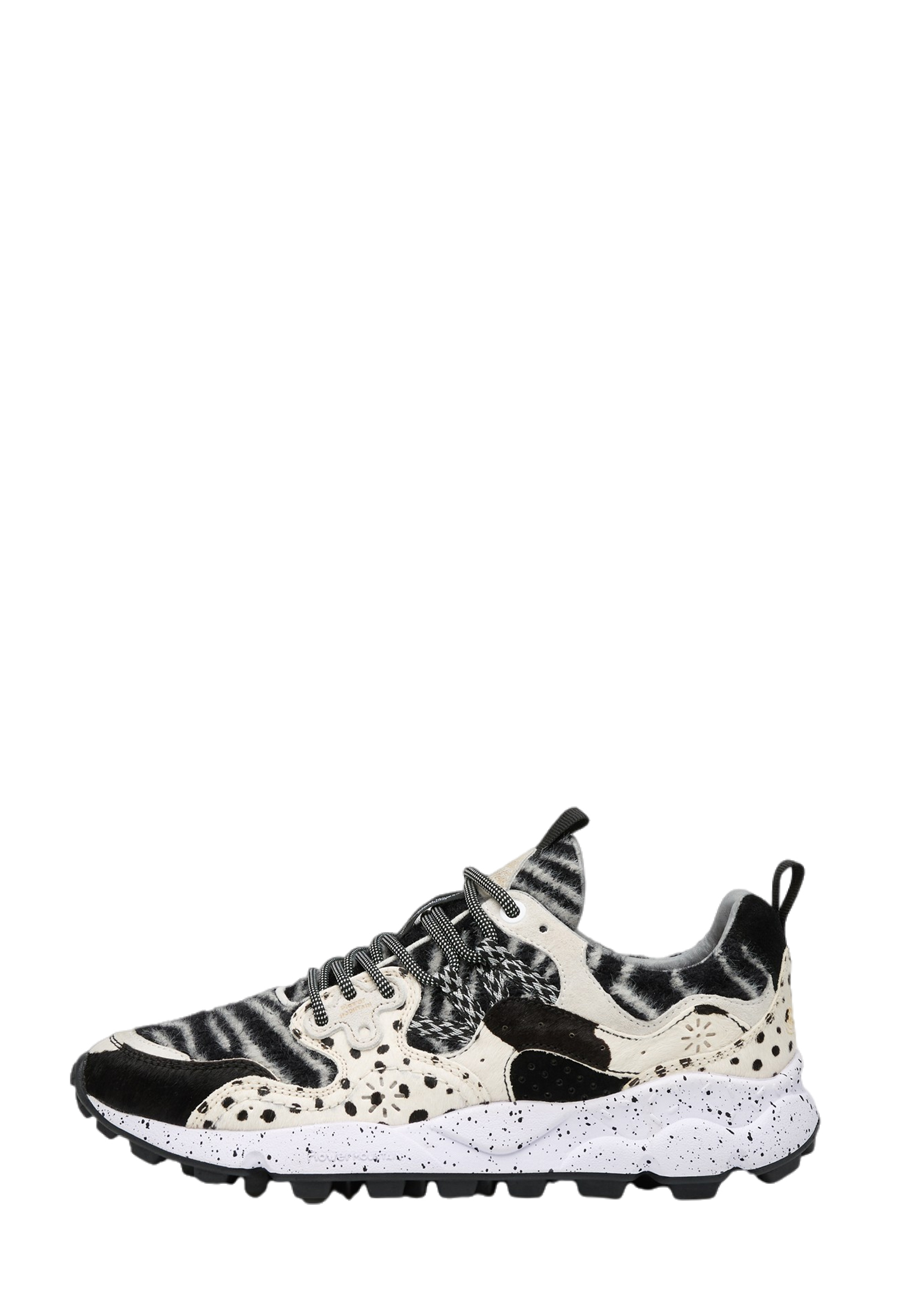 YAMANO 3 UNI - Suede and fabric sneakers - White-Black
