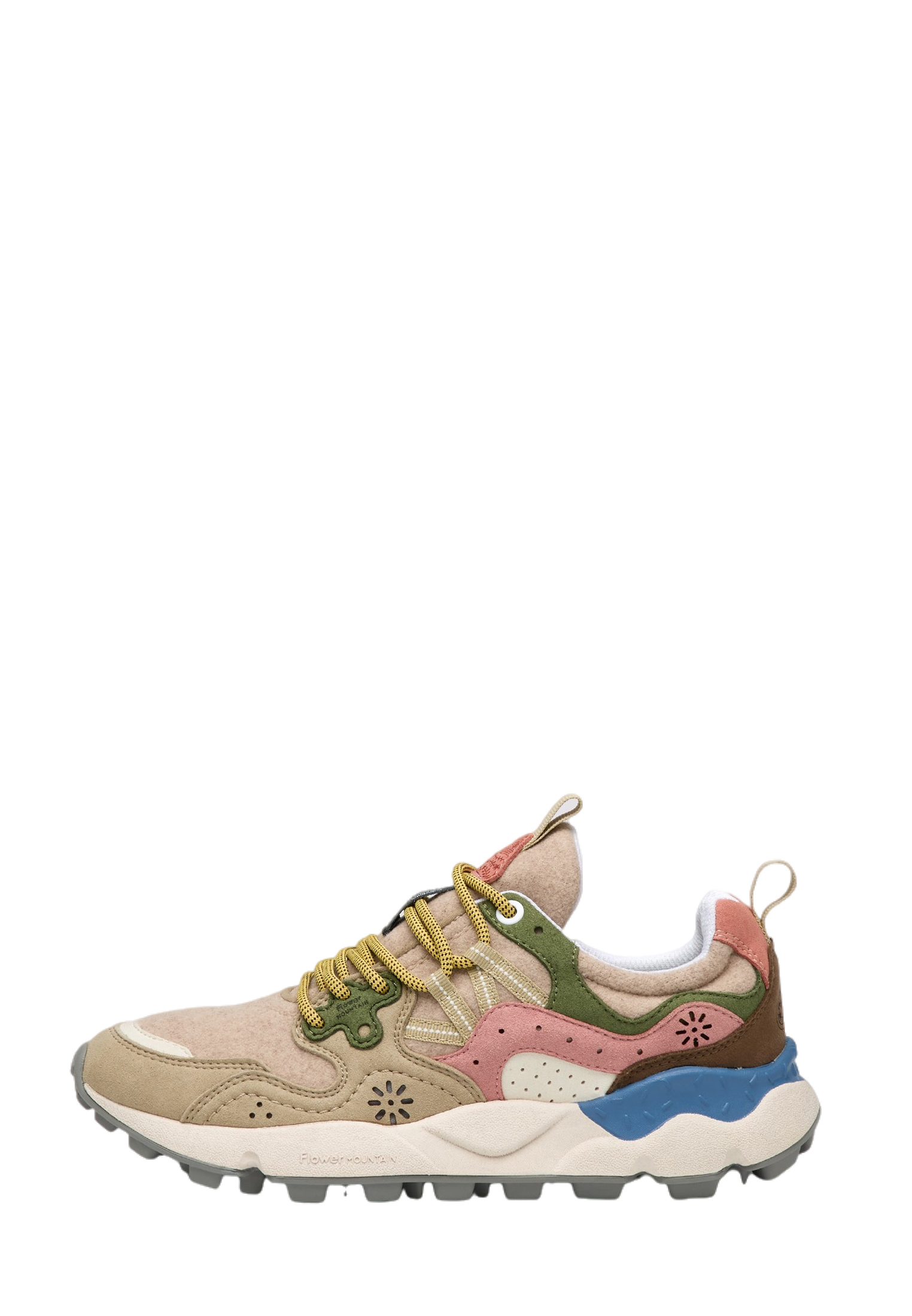 YAMANO 3 WOMAN KAISO - Faux suede and technical fabric high-top sneakers - Beige-Pink