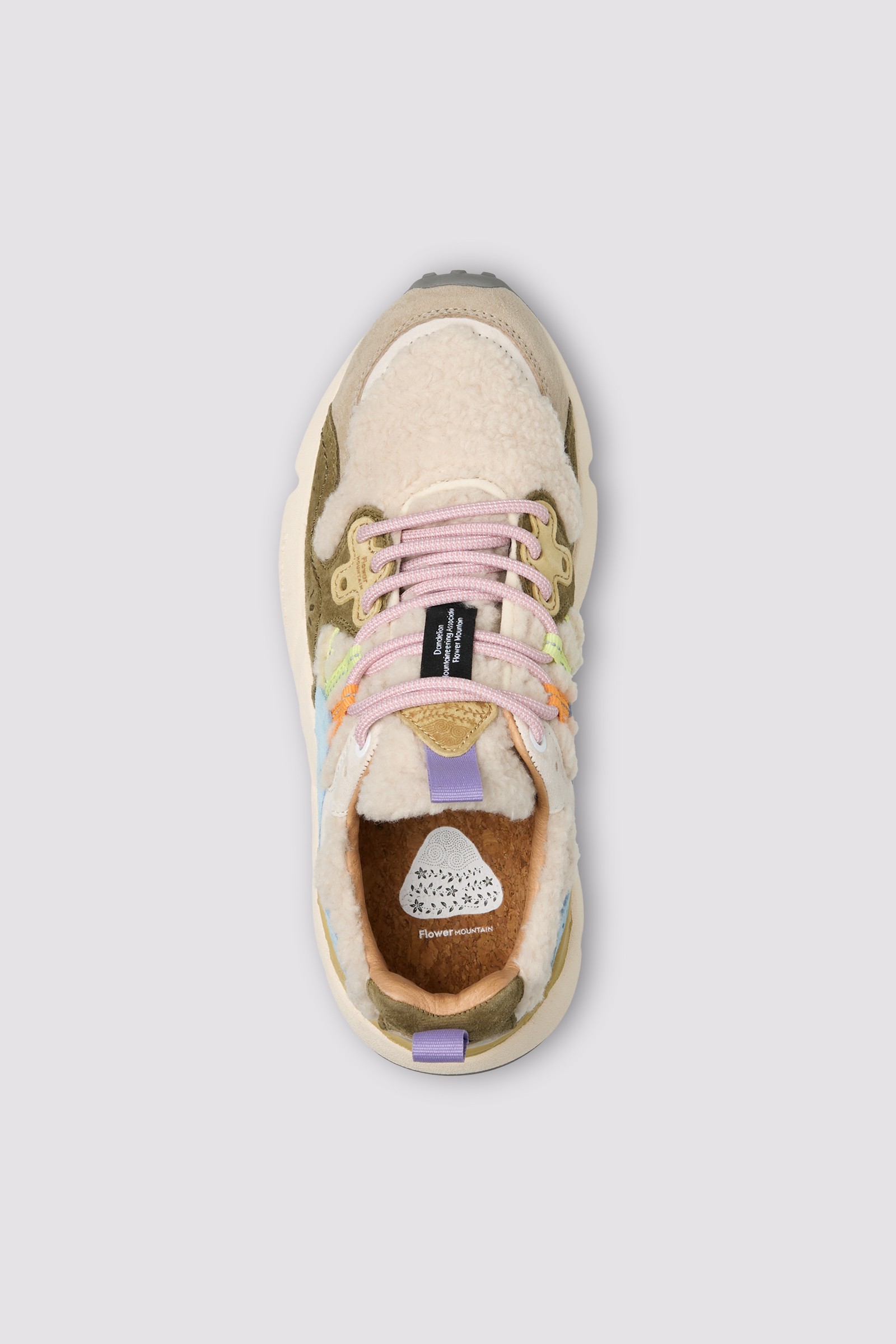 YAMANO 3 WOMAN - Shearling and wool sneakers - Cream-Light blue