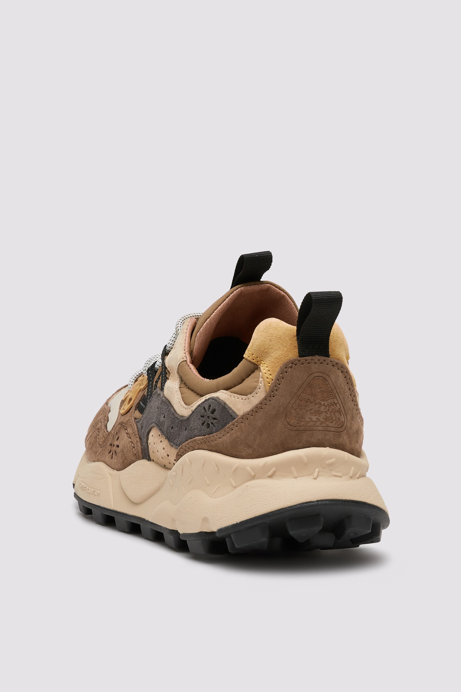 YAMANO 3 MAN - Suede and technical fabric sneakers - Beige-Brown
