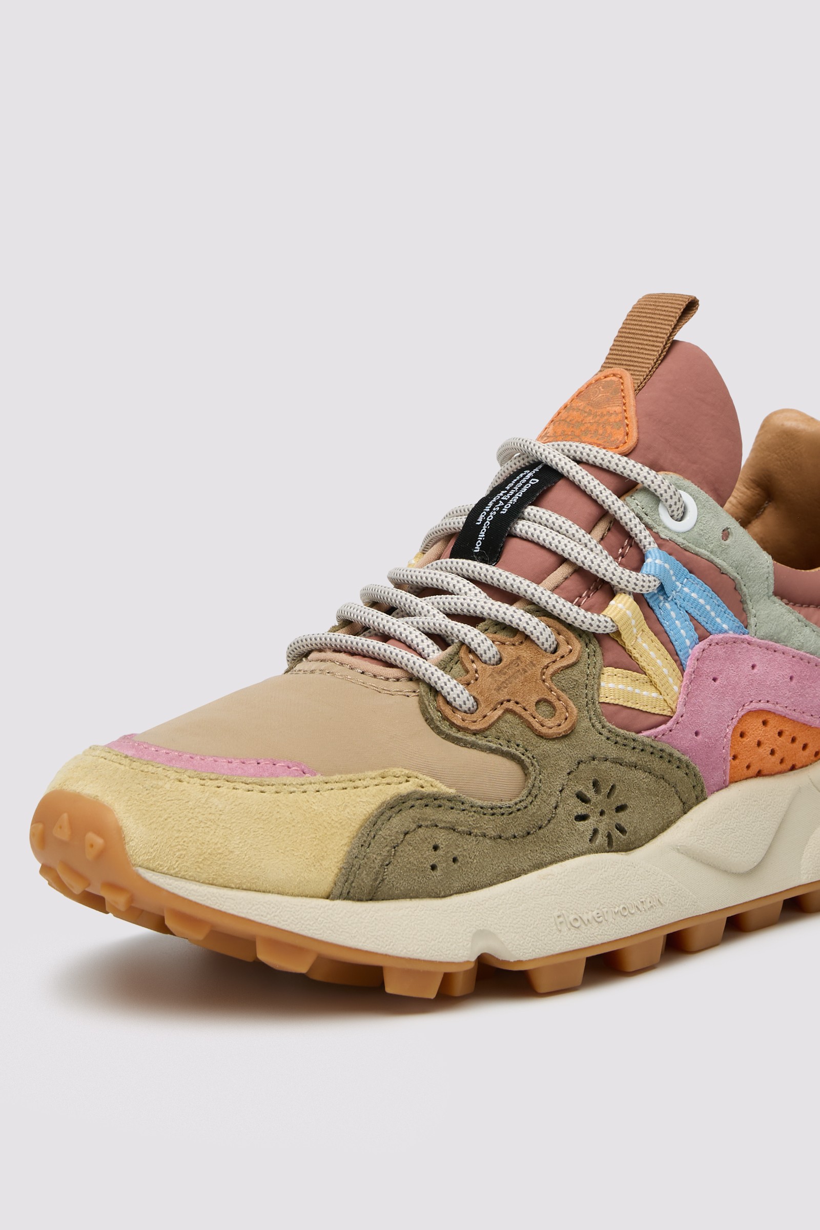 YAMANO 3 WOMAN - Suede and technical fabric sneakers - Beige-Pink