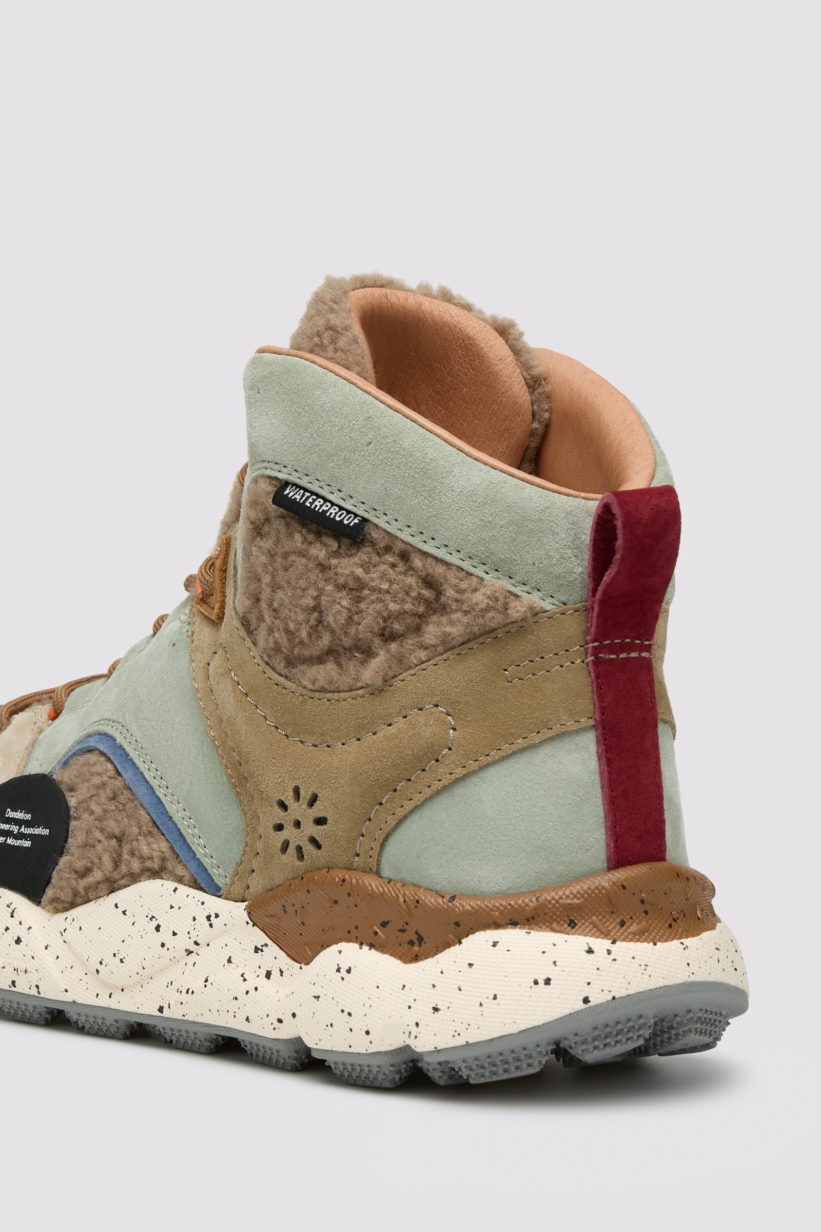 BACK COUNTRY MID UNI - Leather and wool high-top sneakers - Brown-Sage
