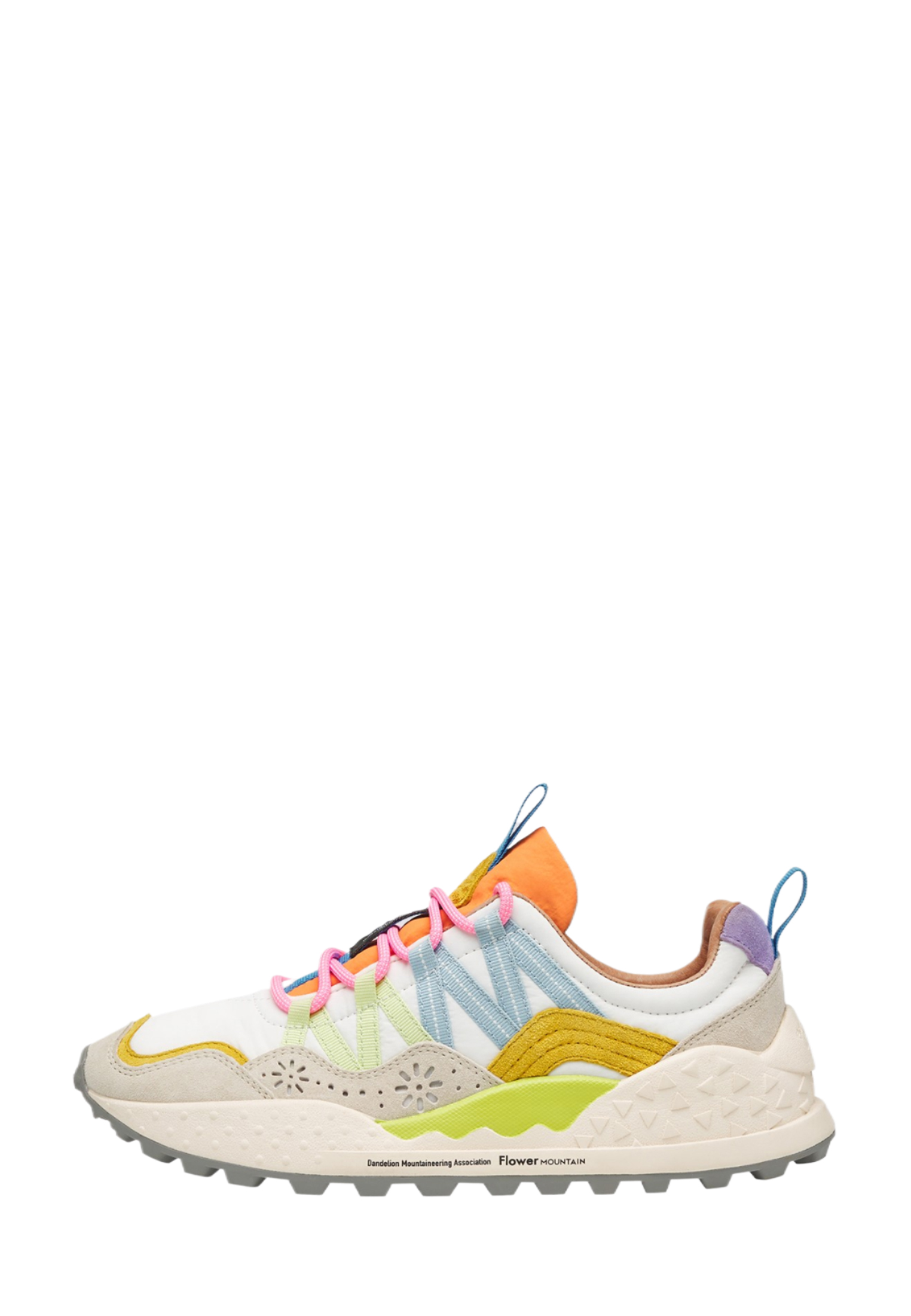 WASHI WOMAN - Suede and technical fabric sneakers - White-Salmon