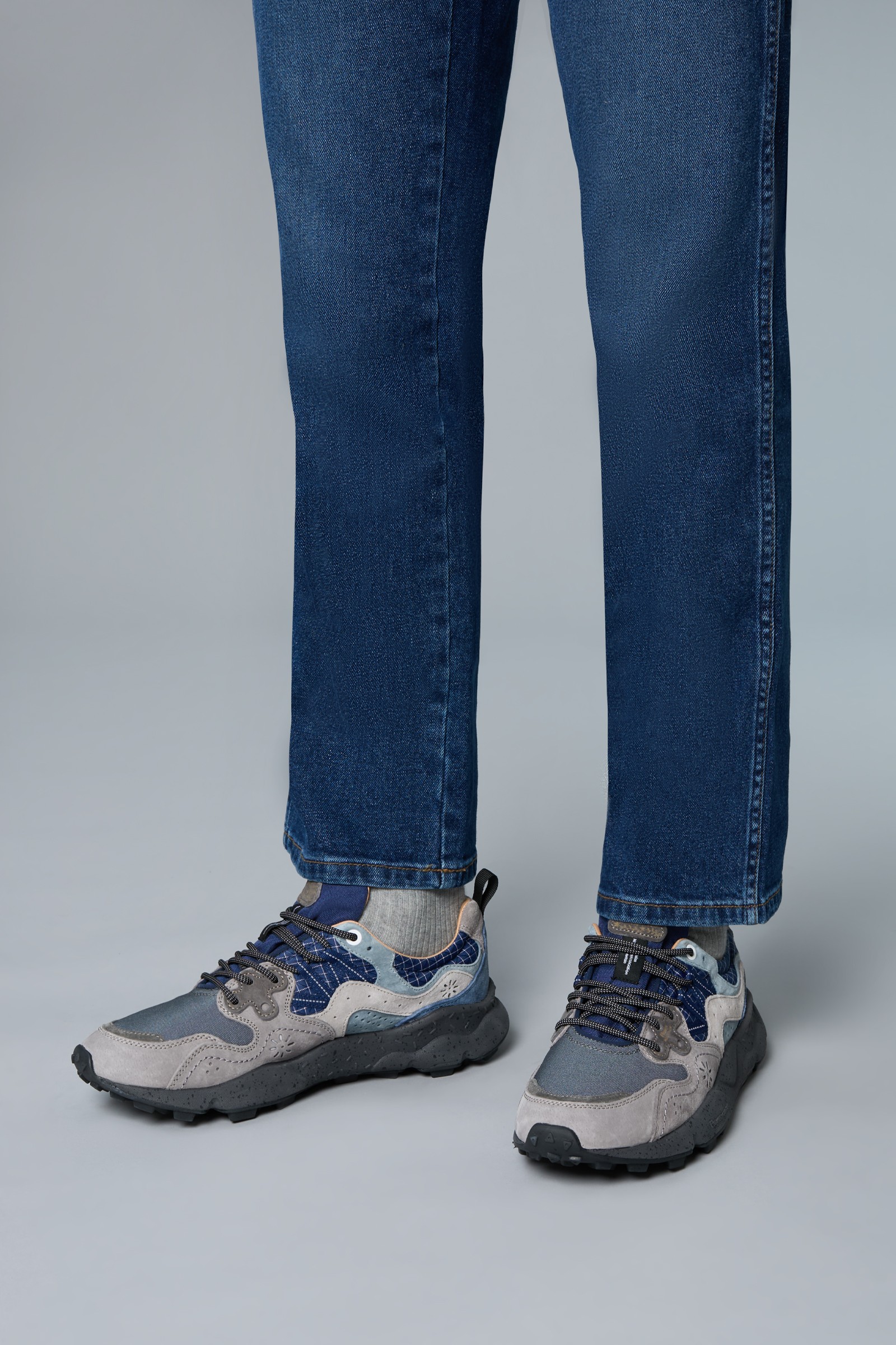 YAMANO 3 MAN - Suede and technical fabric sneakers - Grey