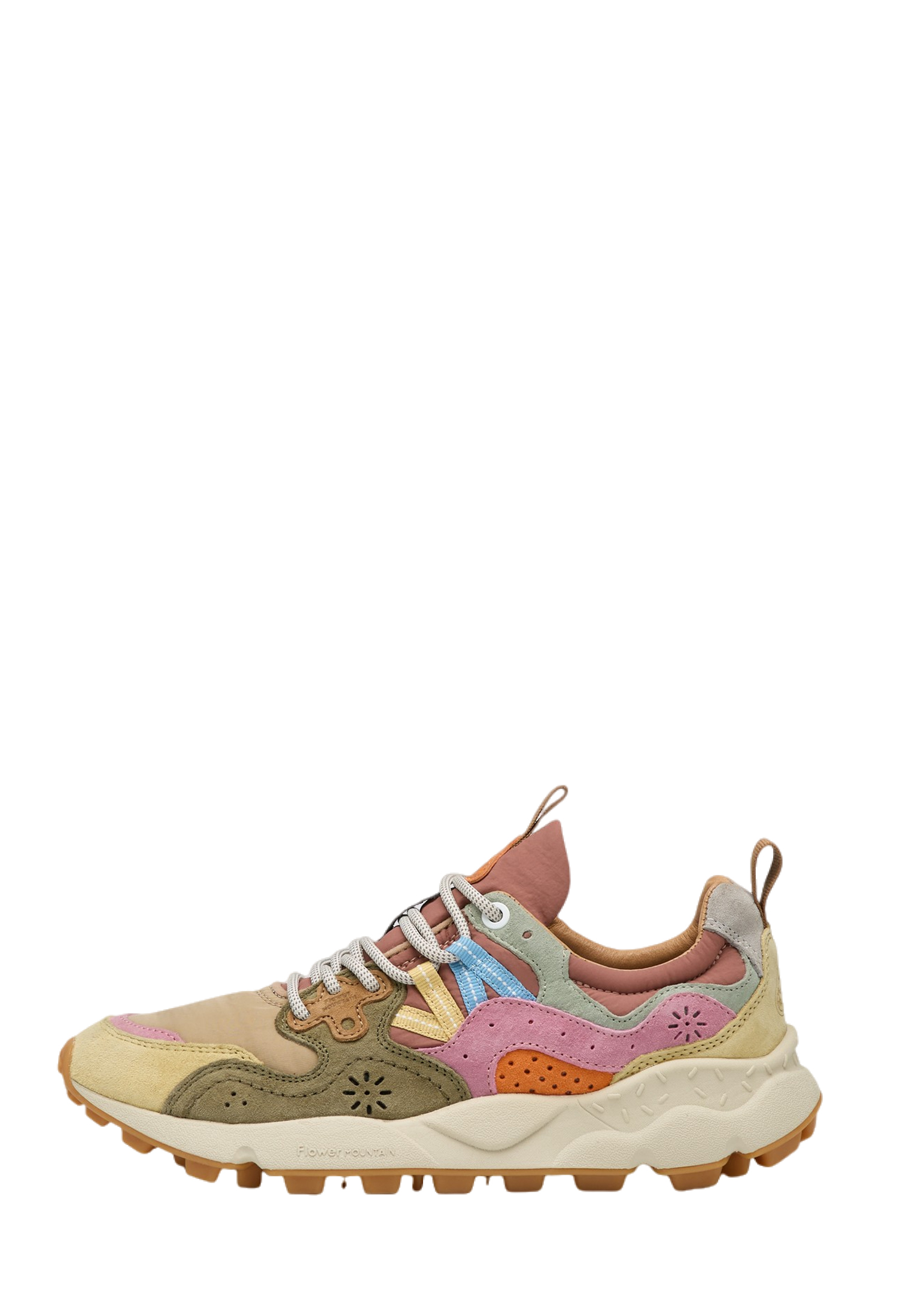 YAMANO 3 WOMAN - Suede and technical fabric sneakers - Beige-Pink