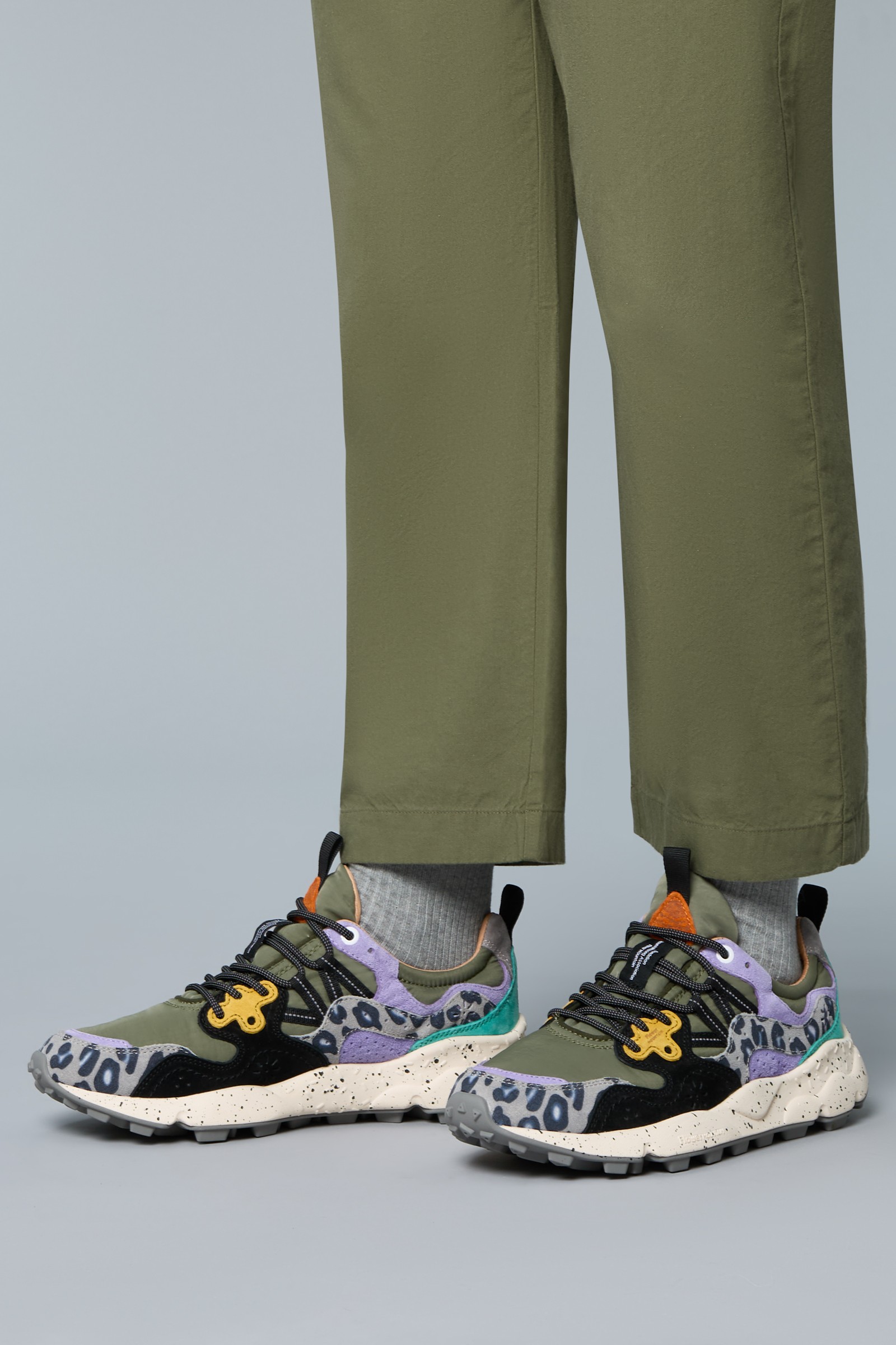 YAMANO 3 UNI - Suede and technical fabric sneakers - Grey-Purple