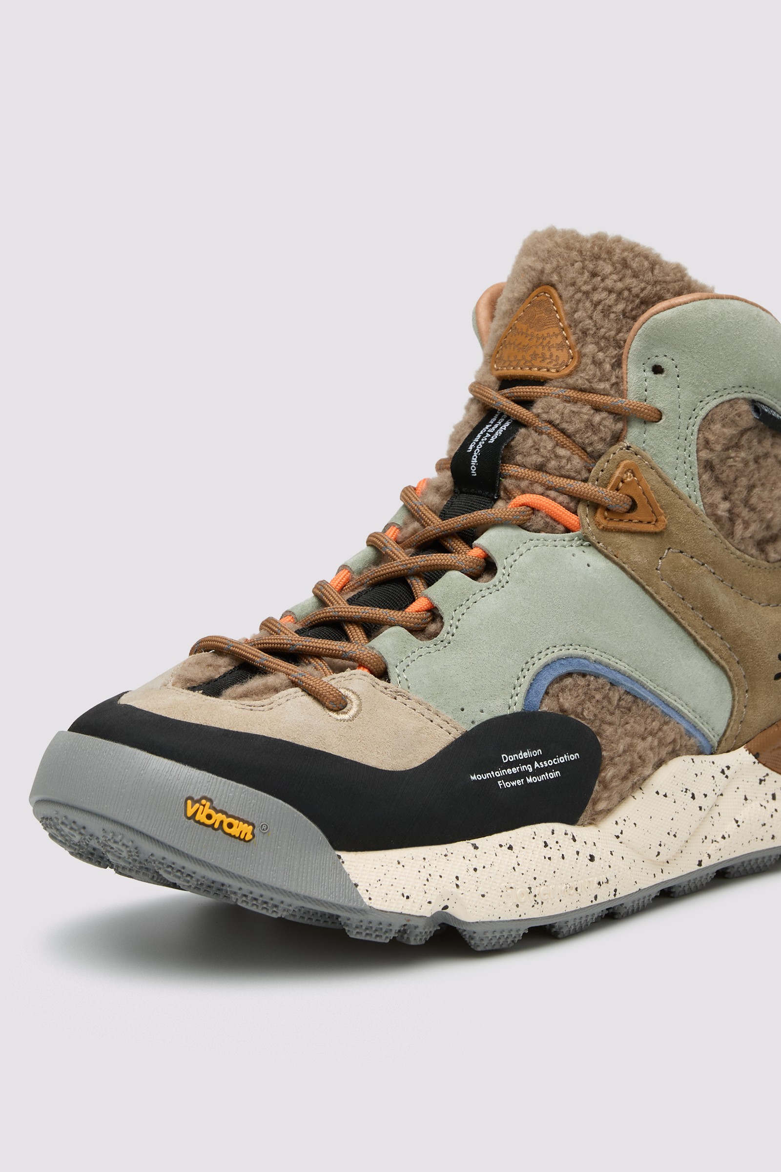 BACK COUNTRY MID UNI - Leather and wool high-top sneakers - Brown-Sage