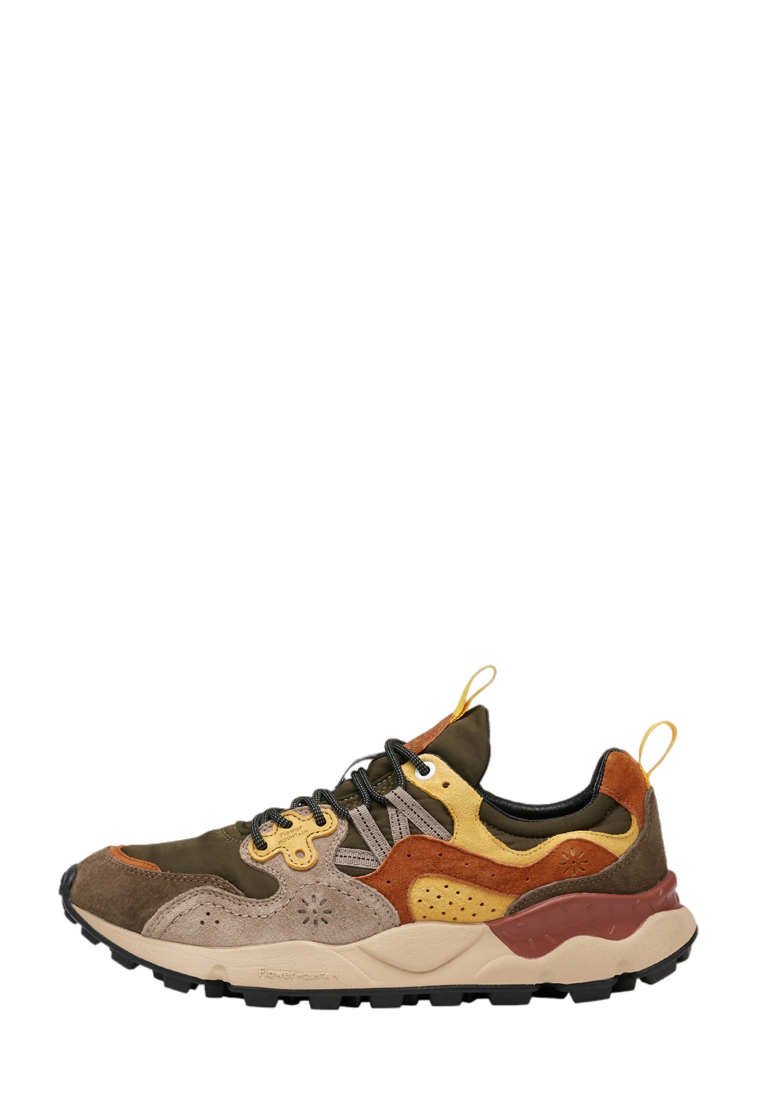 YAMANO 3 MAN - Suede and technical fabric sneakers - Grey-Yellow