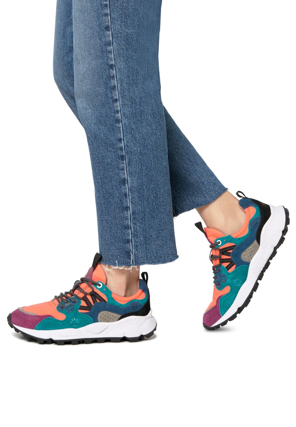 YAMANO 3 UNI Suede and fabric sneakers - Orange-Purple
