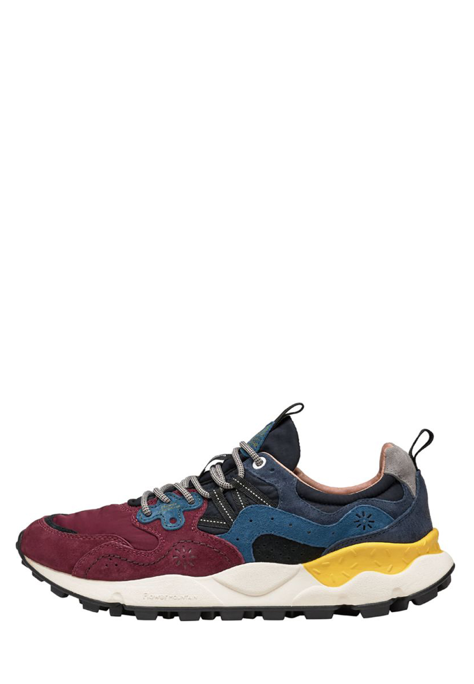 YAMANO 3 MAN Suede and nylon sneakers - Light blue-Burgundy
