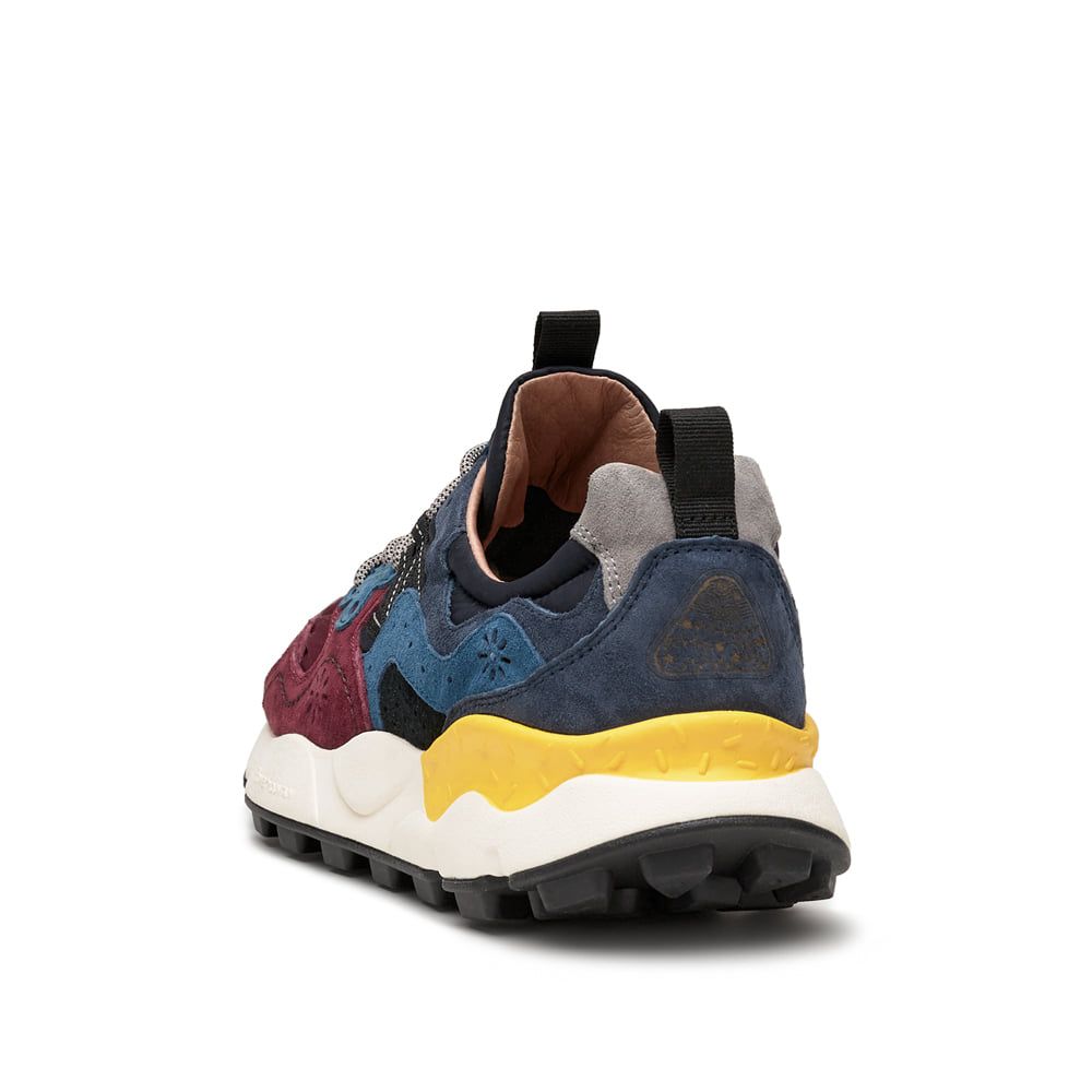 YAMANO 3 MAN Suede and nylon sneakers - Light blue-Burgundy