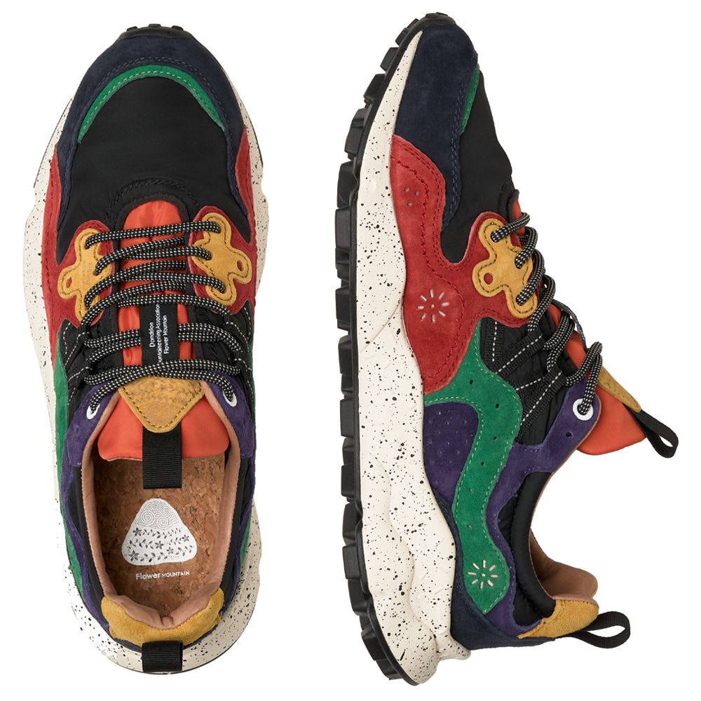 YAMANO 3 MAN Suede and nylon sneakers - Navy blue-Red