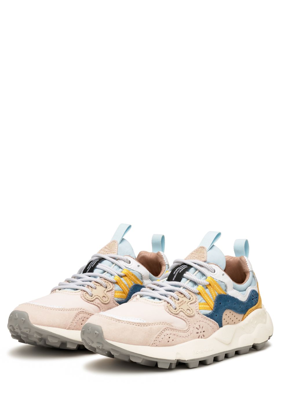 YAMANO 3 WOMAN Suede and technical fabric sneakers - Pink-Light blue