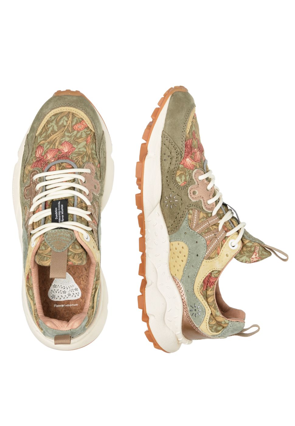 YAMANO 3 WOMAN Suede and technical fabric sneakers - Army green-Beige
