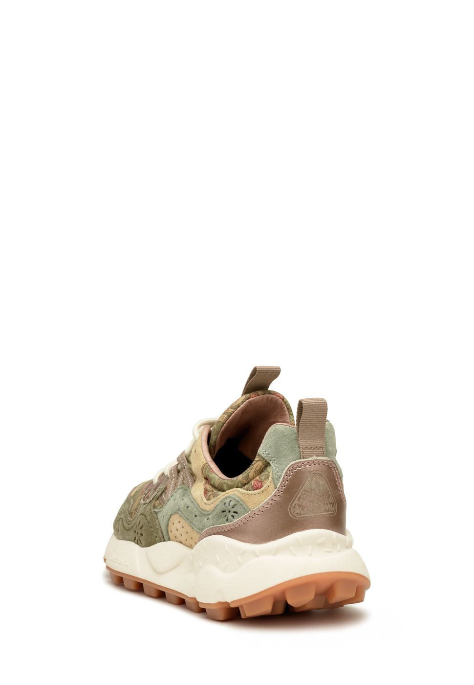 YAMANO 3 WOMAN Suede and technical fabric sneakers - Army green-Beige