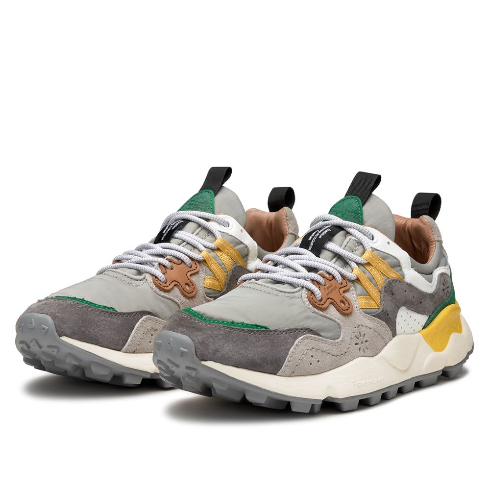 YAMANO 3 MAN Suede and nylon sneakers - Charcoal grey-Grey