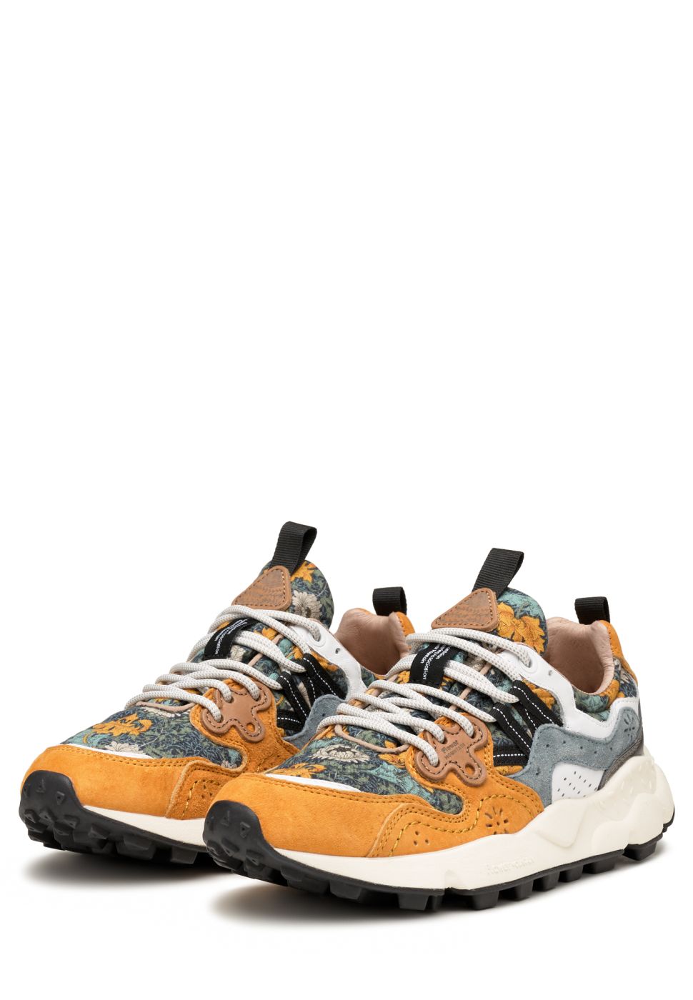 YAMANO 3 WOMAN Suede and technical fabric sneakers - Orange-Light blue