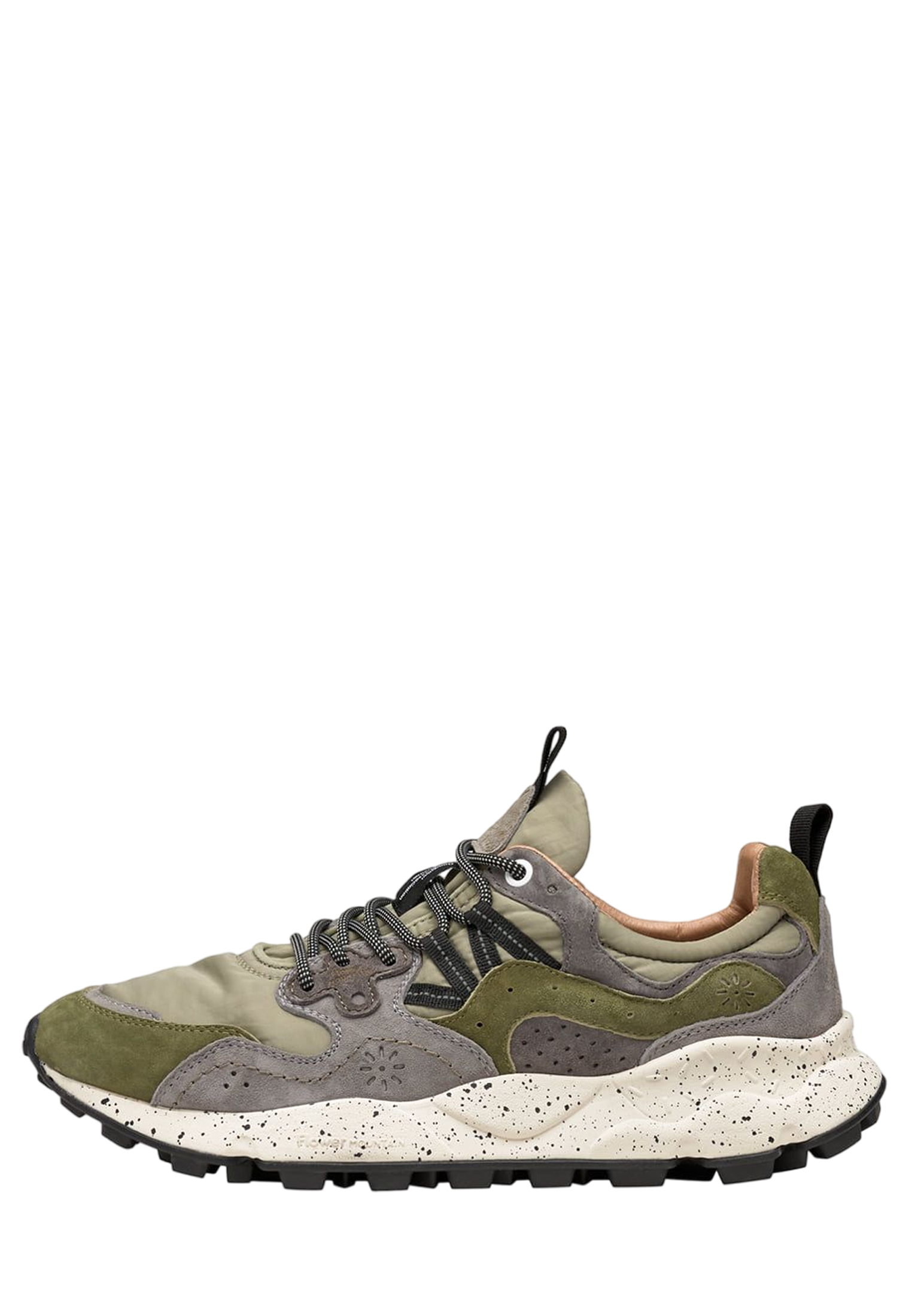YAMANO 3 MAN Suede and nylon sneakers - Army green-Grey