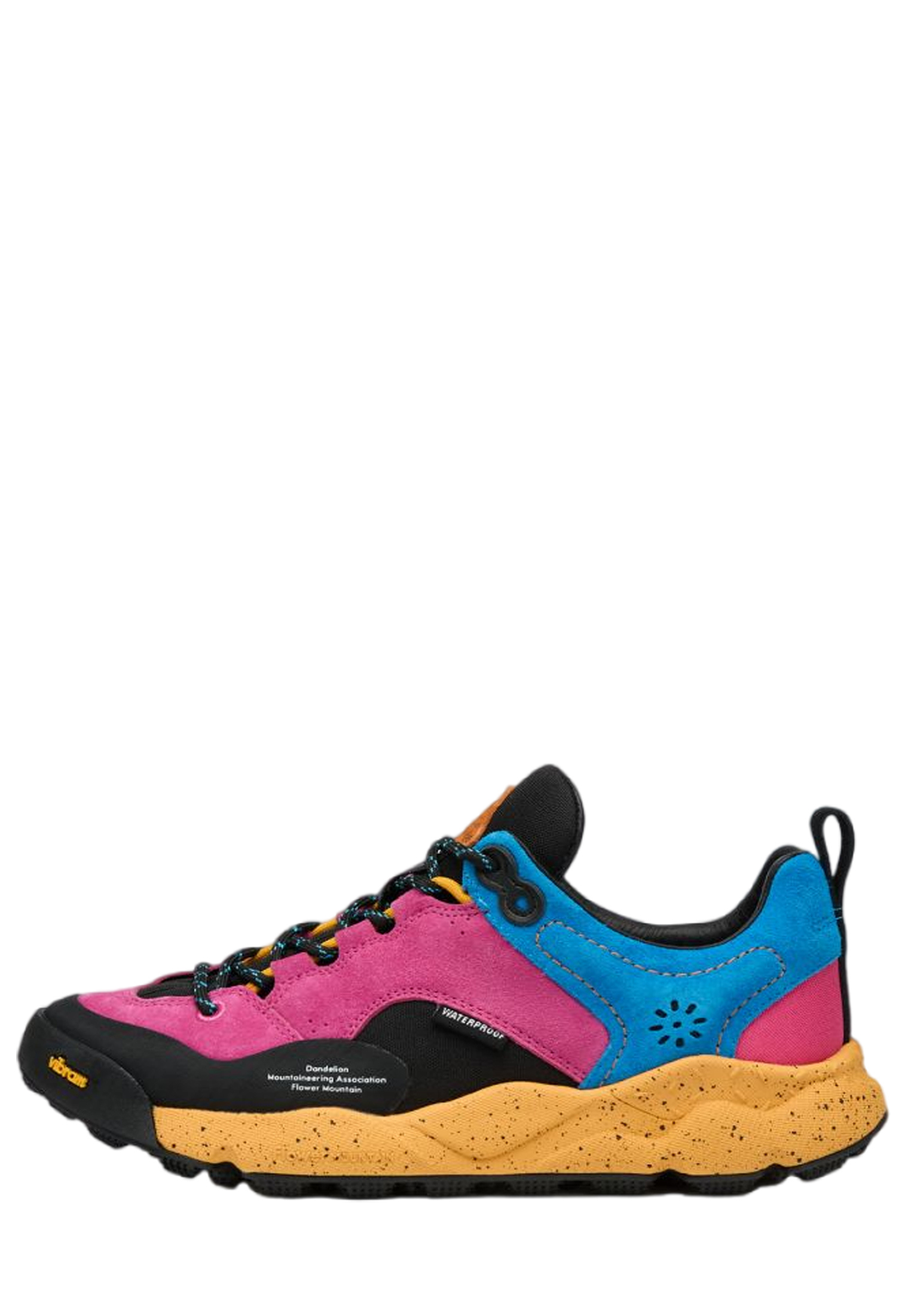 BACK COUNTRY WOMAN. Suede and technical fabric sneakers - Black-Fuchsia