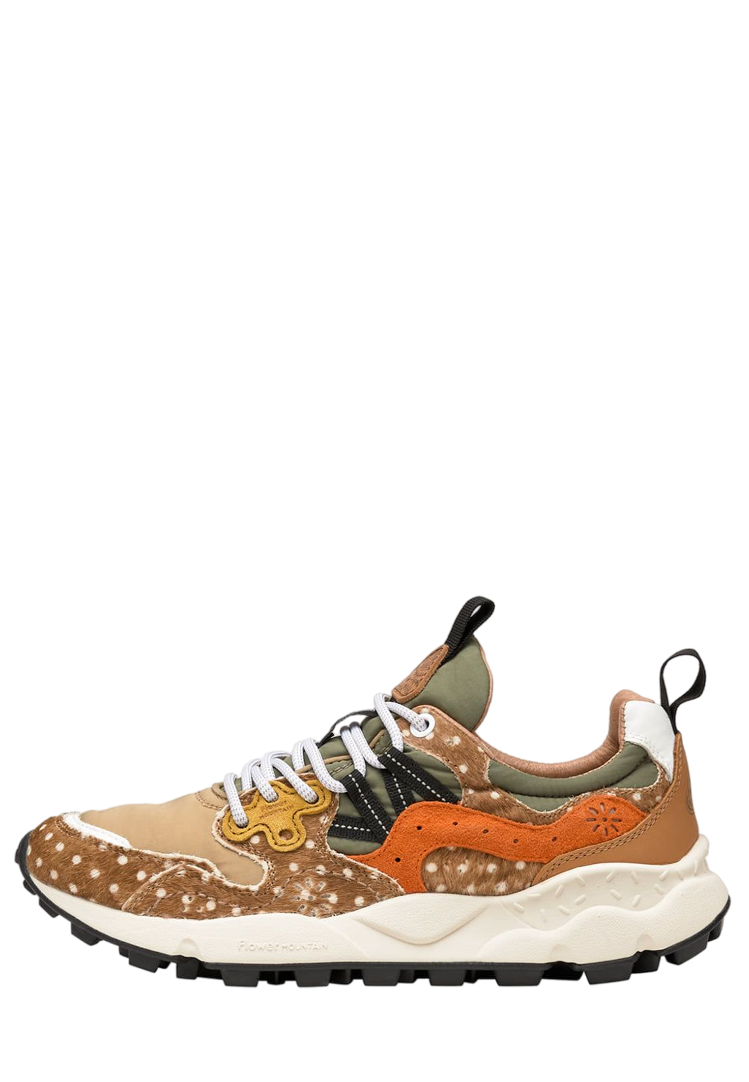 YAMANO 3 WOMAN Suede and nylon sneakers - Dove grey-Ocher