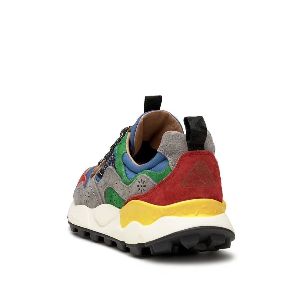 YAMANO 3 MAN Suede and nylon sneakers - Pink-Light blue-Grey