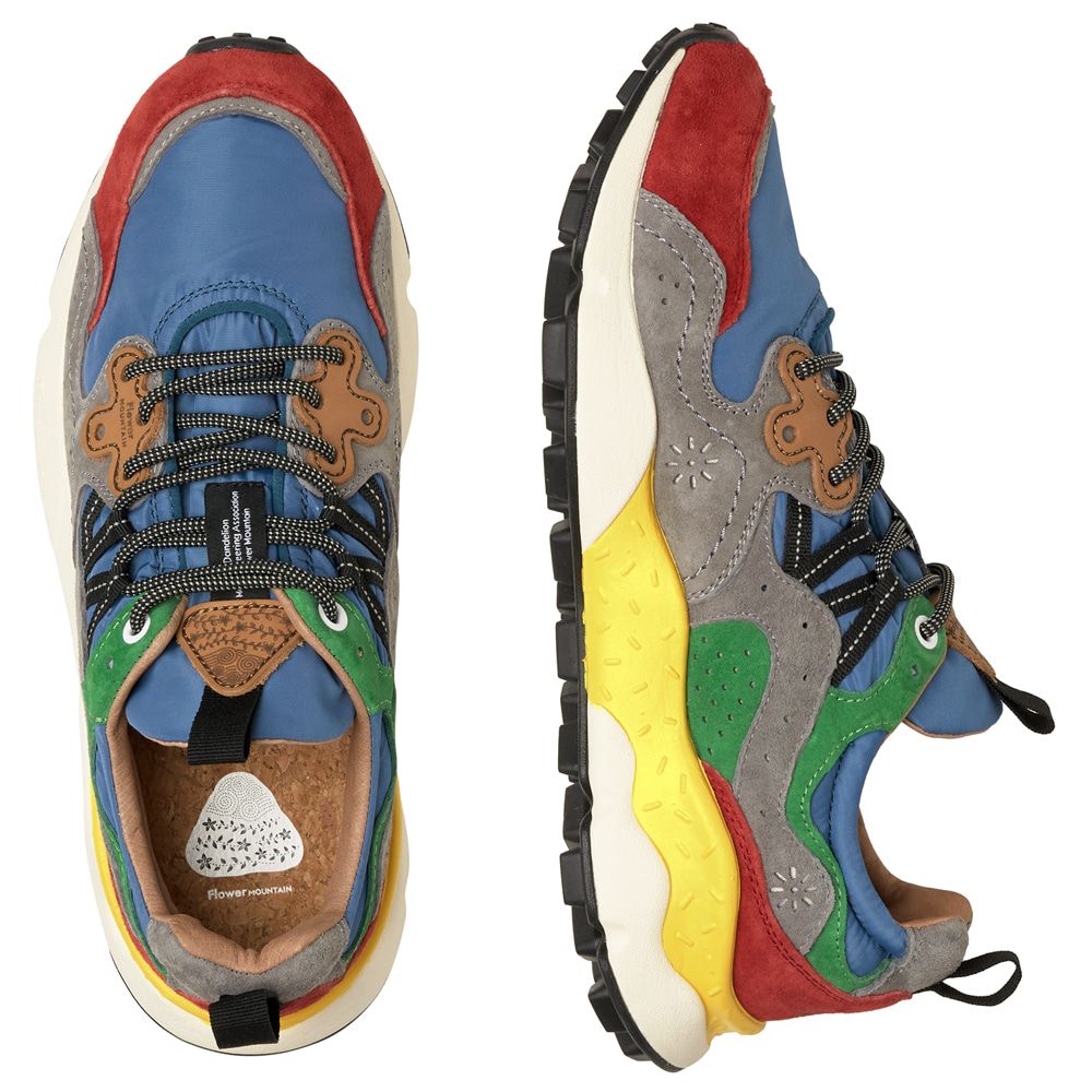 YAMANO 3 MAN Suede and nylon sneakers - Pink-Light blue-Grey