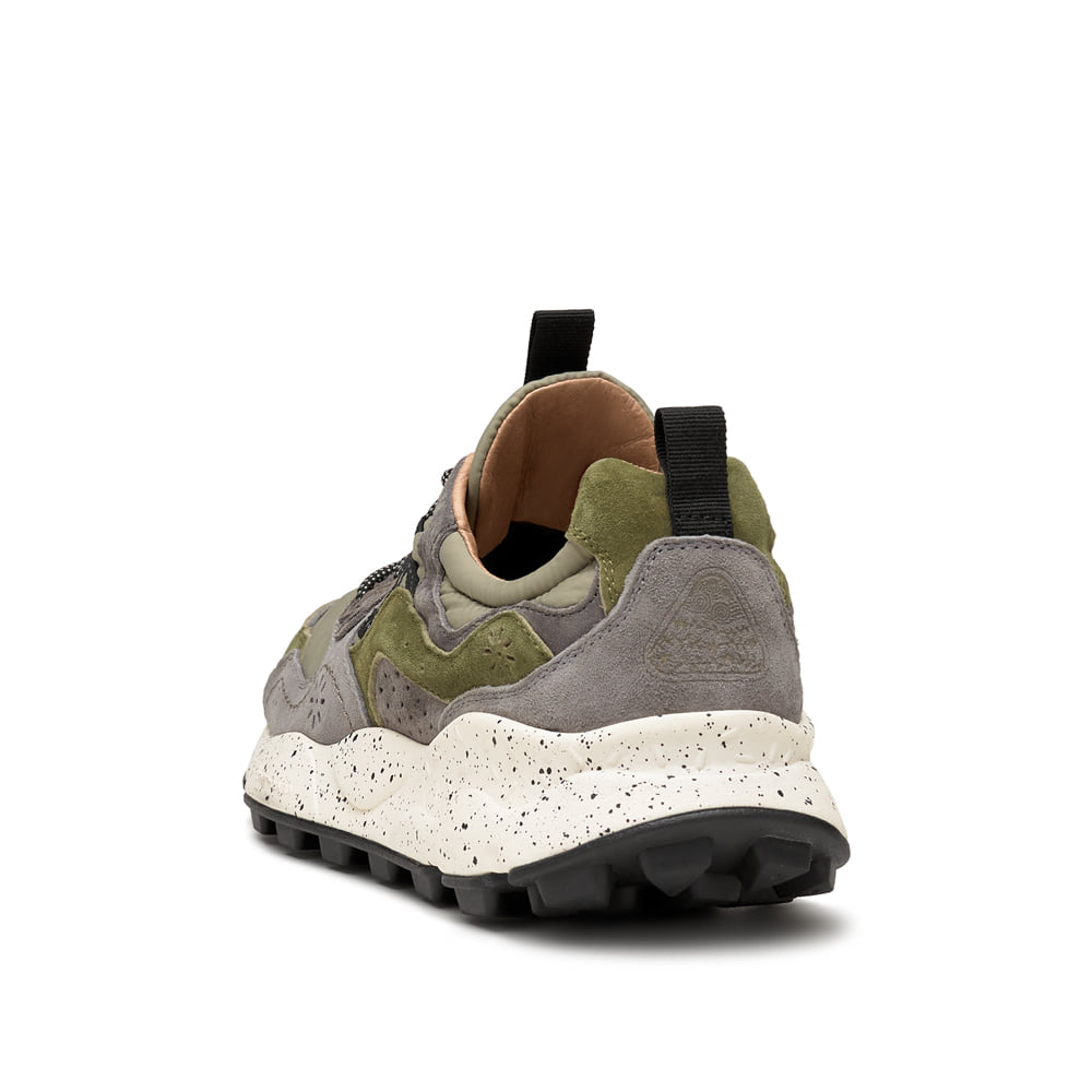 YAMANO 3 MAN Suede and nylon sneakers - Army green-Grey