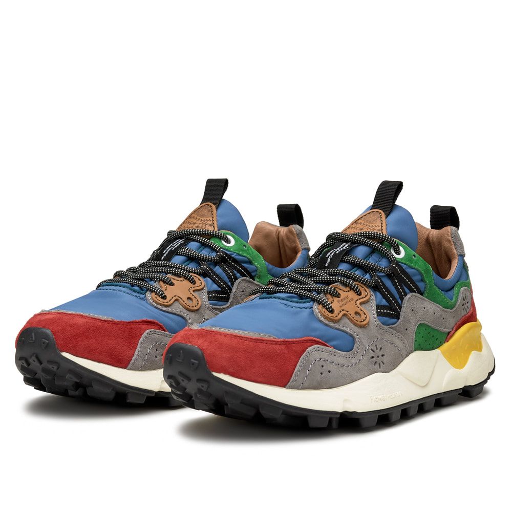 YAMANO 3 MAN Suede and nylon sneakers - Pink-Light blue-Grey