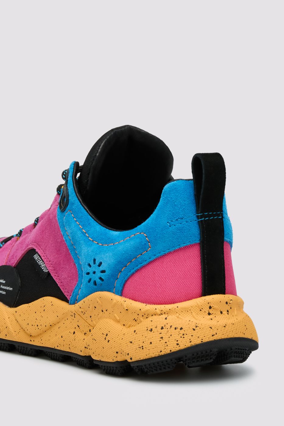 BACK COUNTRY WOMAN. Suede and technical fabric sneakers - Black-Fuchsia