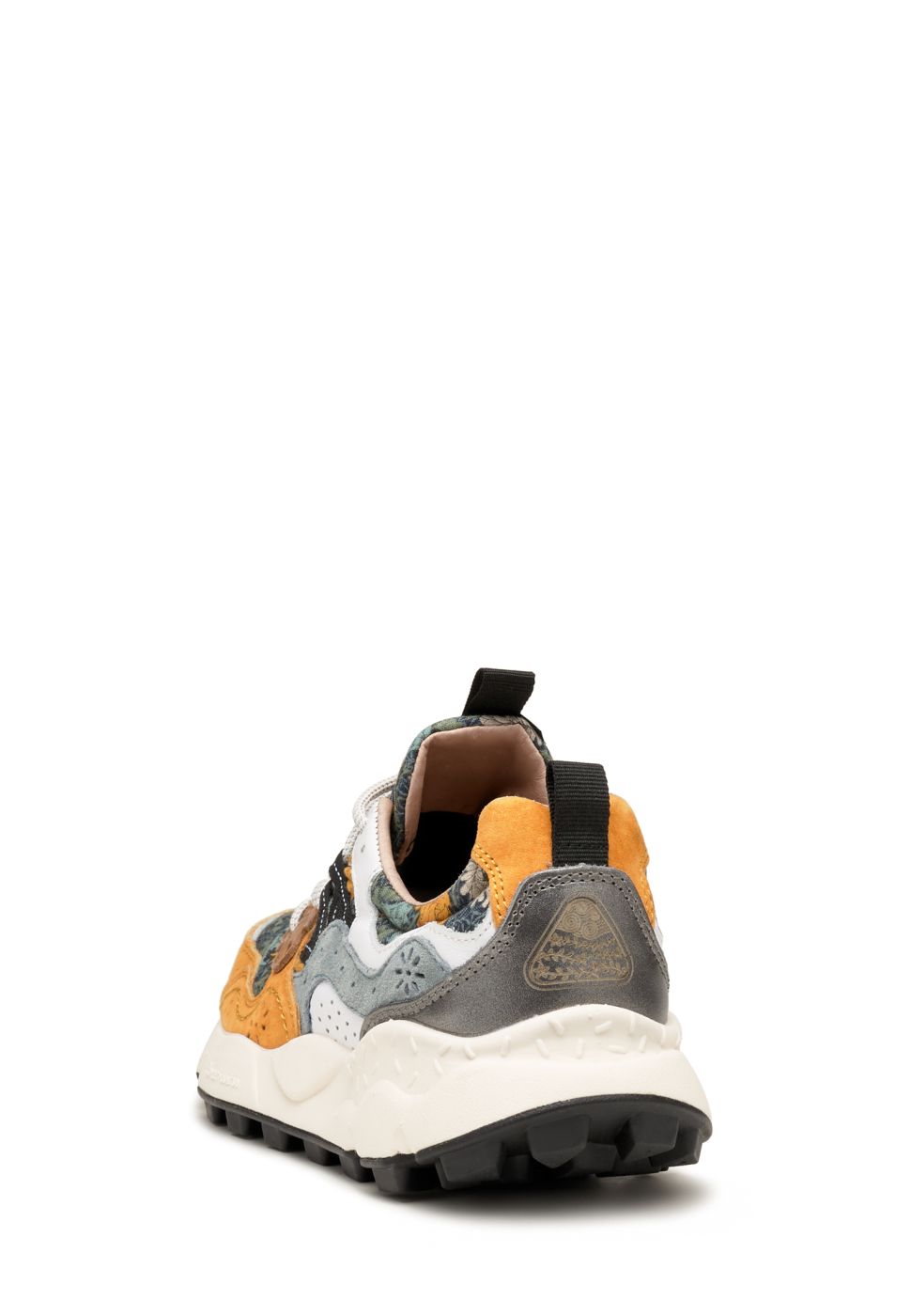 YAMANO 3 WOMAN Suede and technical fabric sneakers - Orange-Light blue