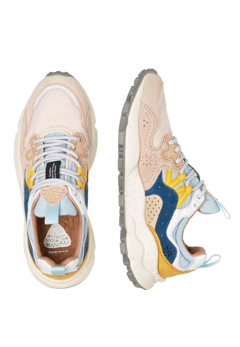 YAMANO 3 WOMAN Suede and technical fabric sneakers - Pink-Light blue