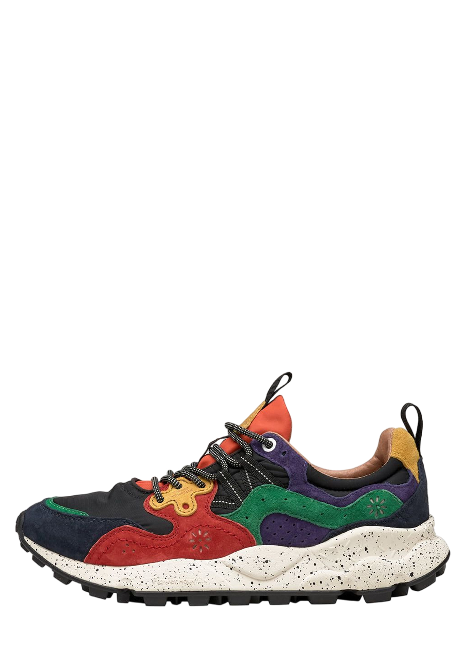 YAMANO 3 MAN Suede and nylon sneakers - Navy blue-Red