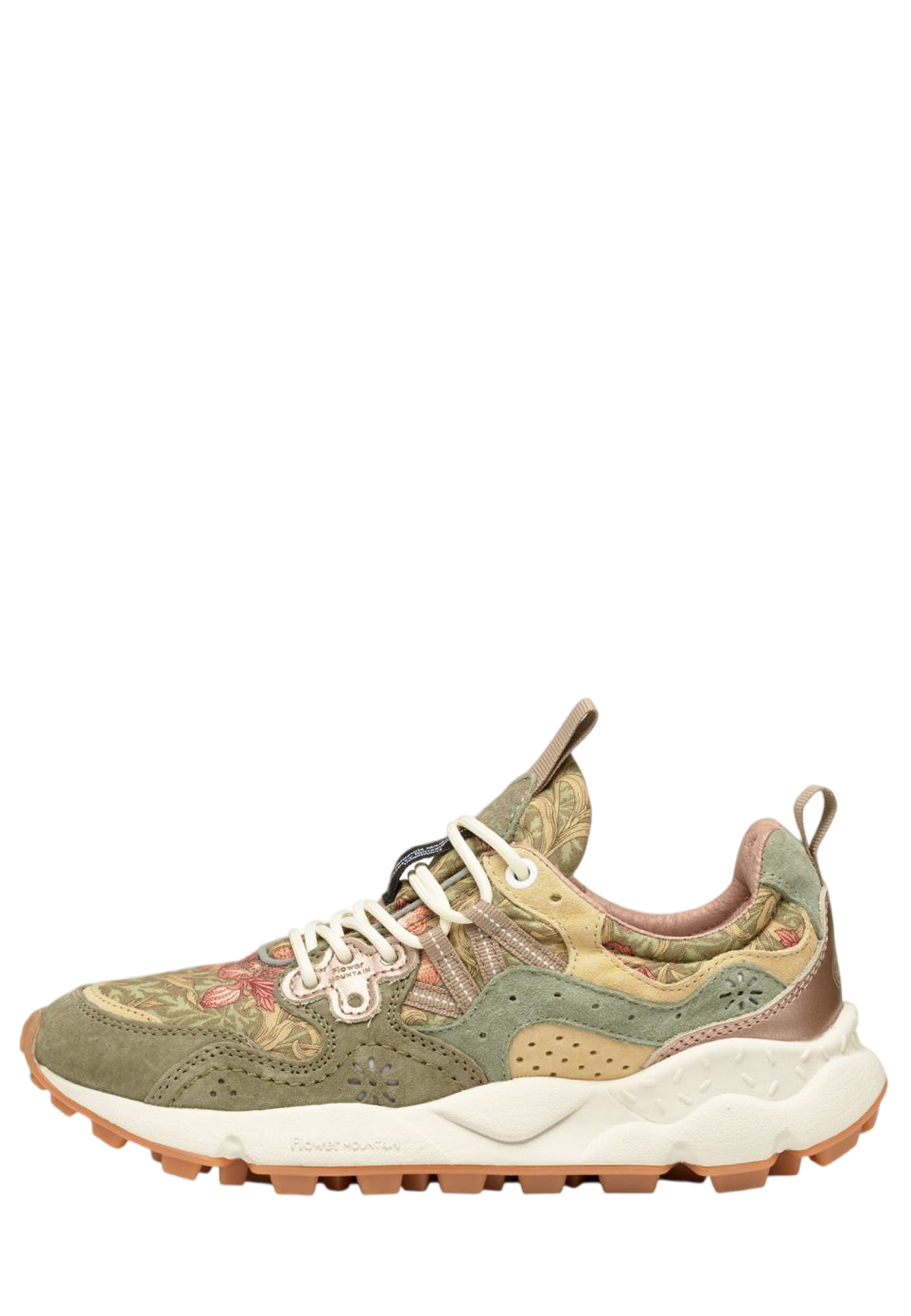 YAMANO 3 WOMAN Suede and technical fabric sneakers - Army green-Beige