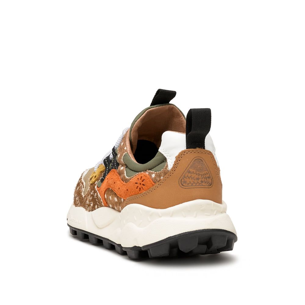 YAMANO 3 WOMAN Suede and nylon sneakers - Dove grey-Ocher