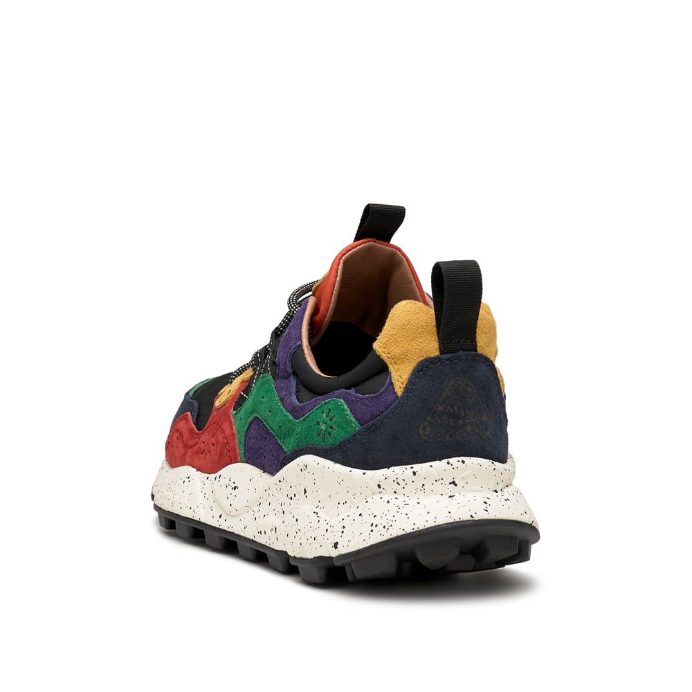 YAMANO 3 MAN Suede and nylon sneakers - Navy blue-Red