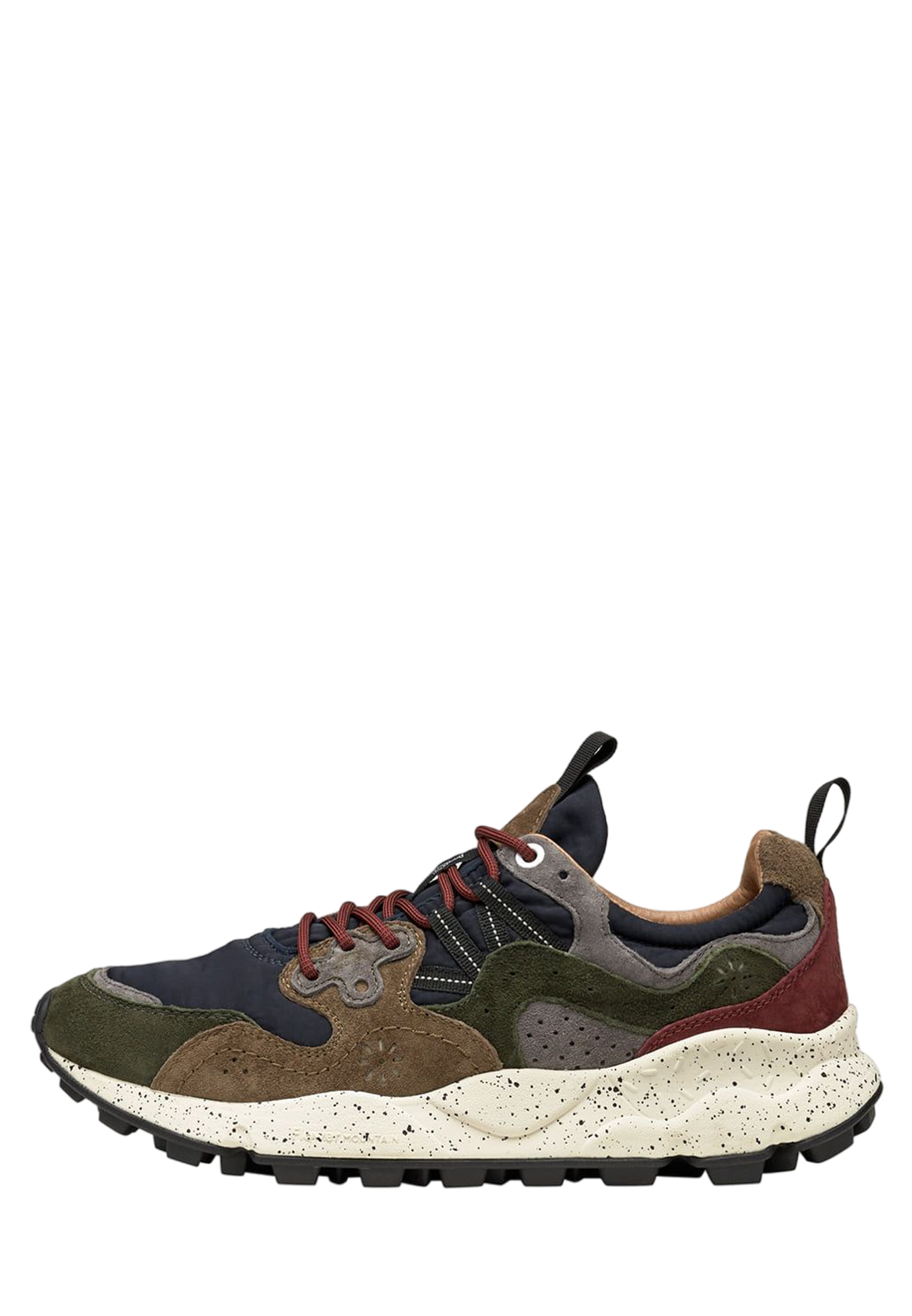 YAMANO 3 MAN Suede and nylon sneakers - Army green-Navy blue