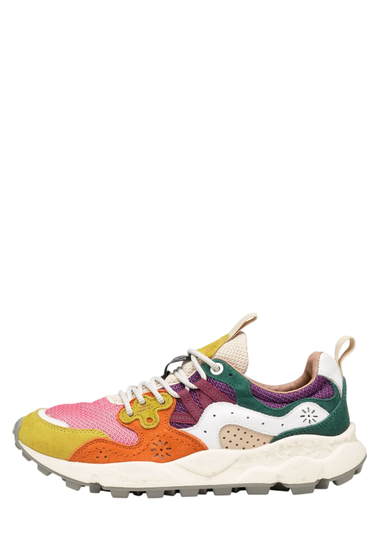 YAMANO 3 WOMAN Suede and fabric sneakers - Fuchsia-Yellow