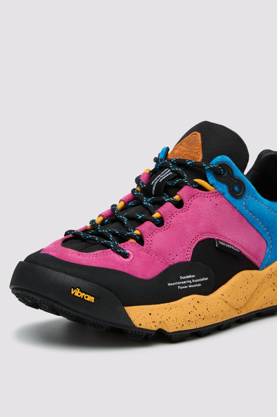 BACK COUNTRY WOMAN. Suede and technical fabric sneakers - Black-Fuchsia