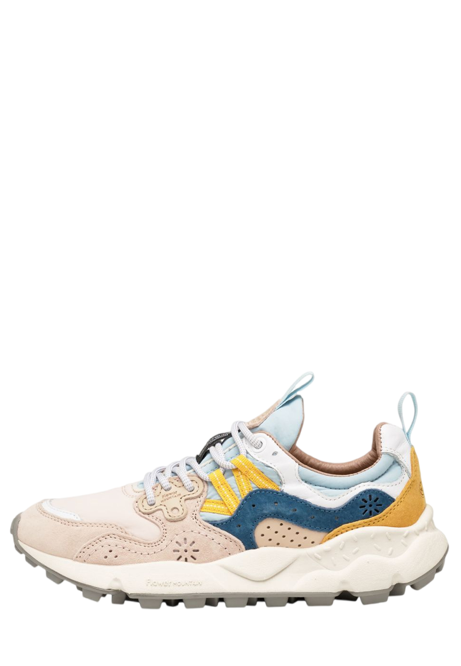 YAMANO 3 WOMAN Suede and technical fabric sneakers - Pink-Light blue