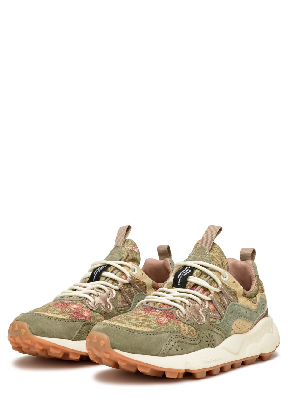 YAMANO 3 WOMAN Suede and technical fabric sneakers - Army green-Beige