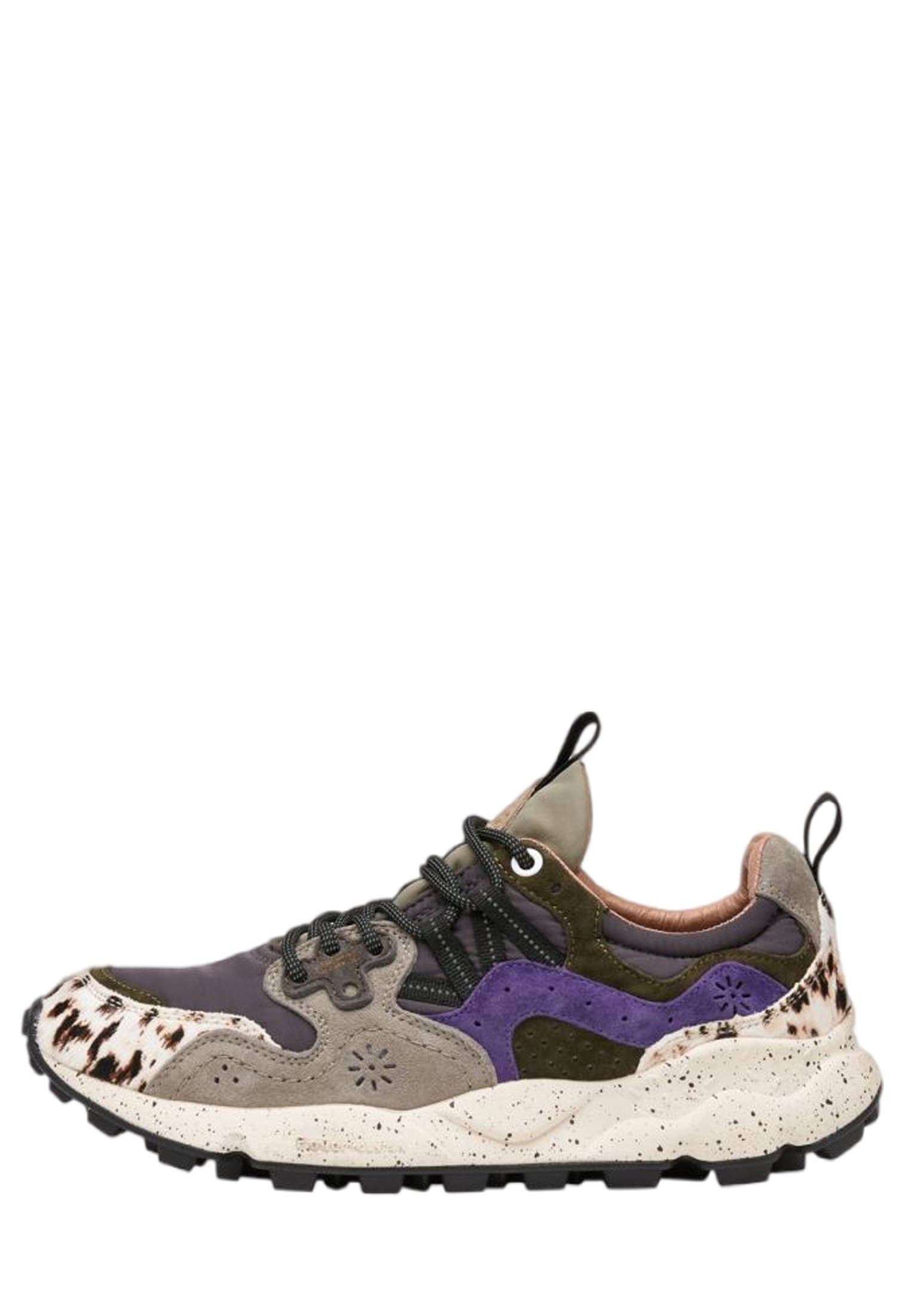 YAMANO 3 UNI Suede and technical fabric sneakers - Grey-Purple