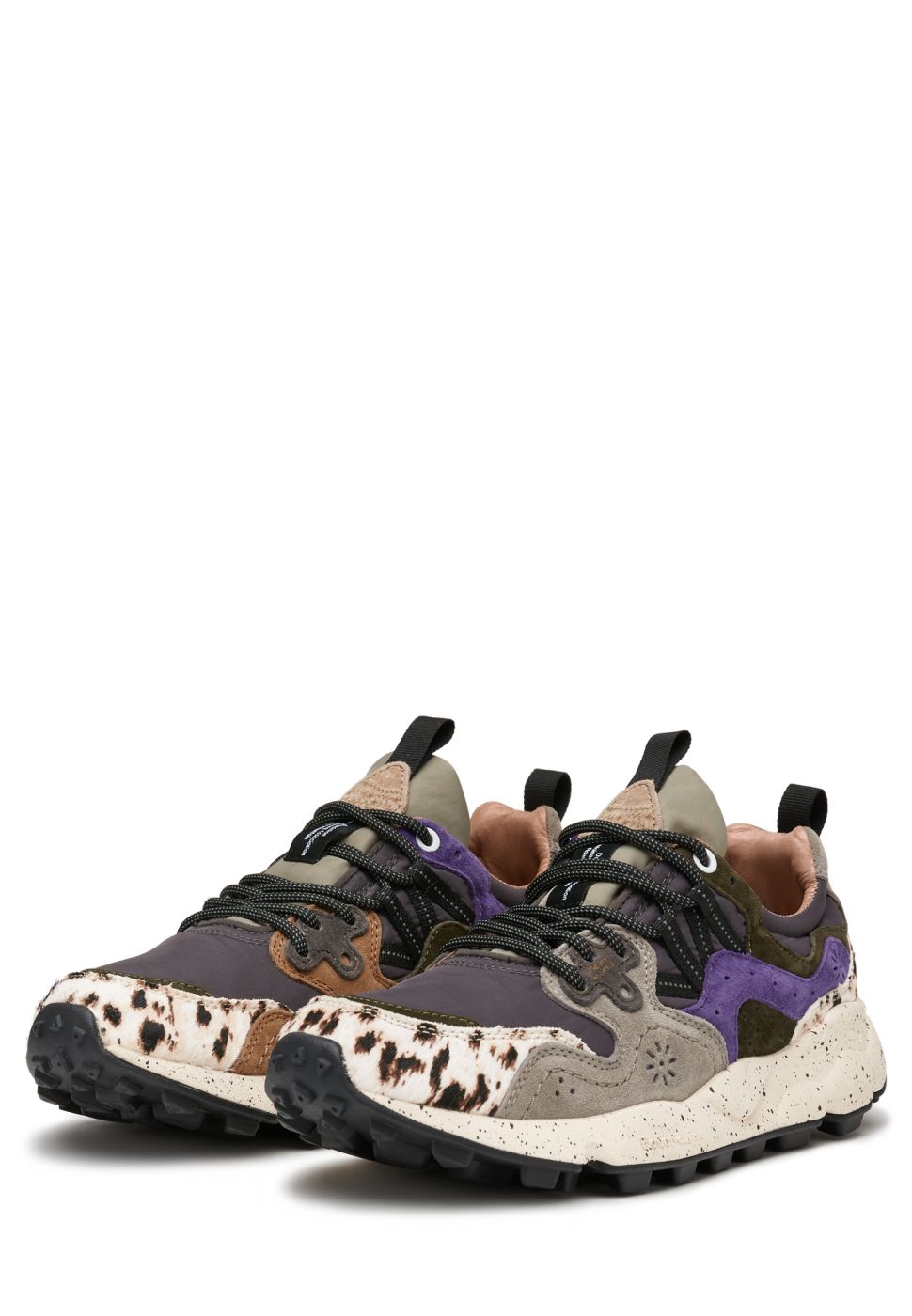 YAMANO 3 UNI Suede and technical fabric sneakers - Grey-Purple
