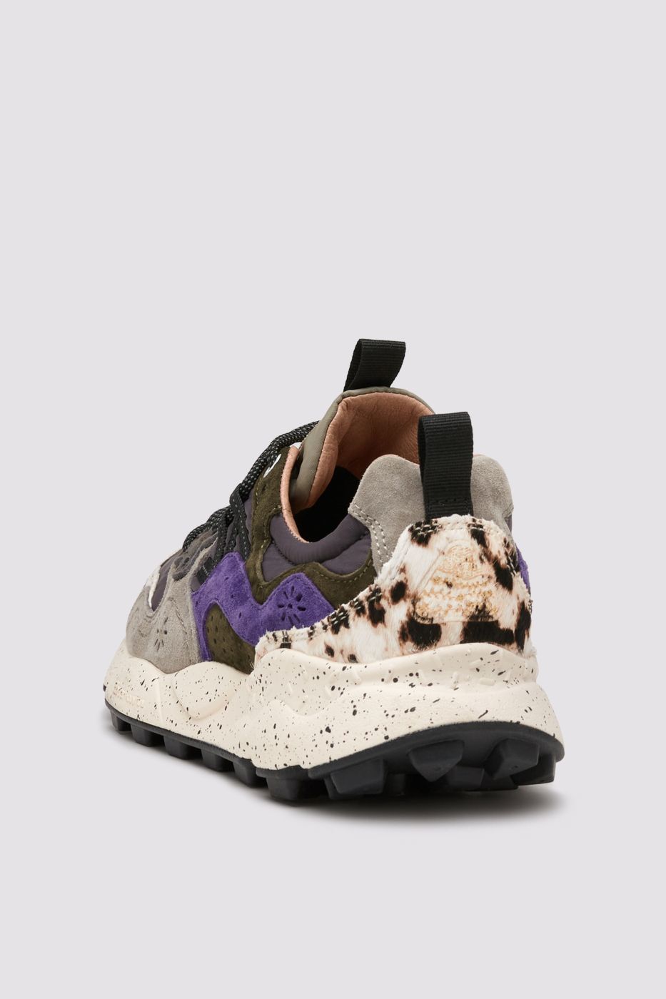 YAMANO 3 UNI Suede and technical fabric sneakers - Grey-Purple