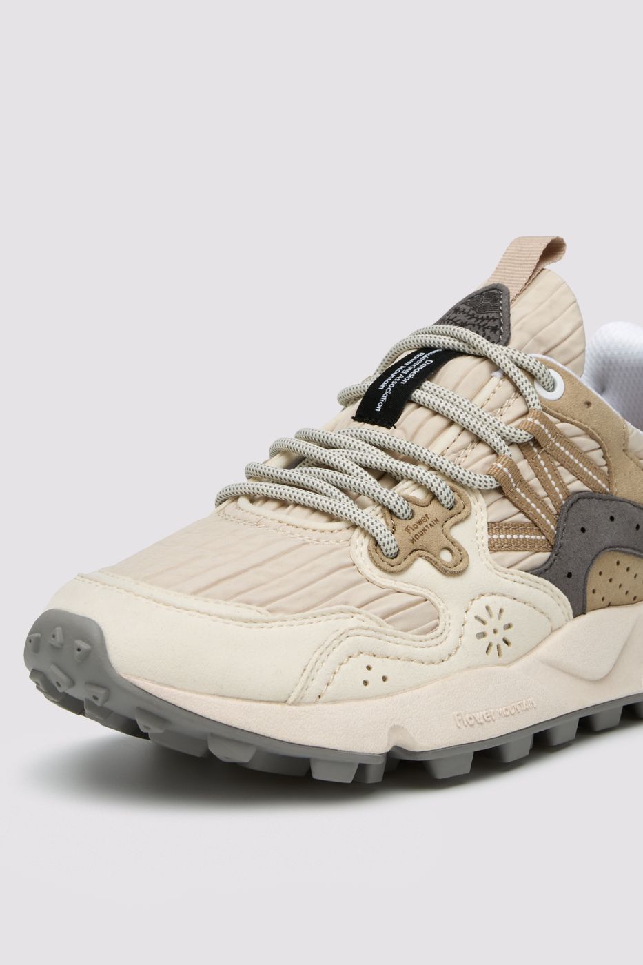 YAMANO 3 UNI KAISO Faux suede and technical fabric high-top sneakers - Cream white