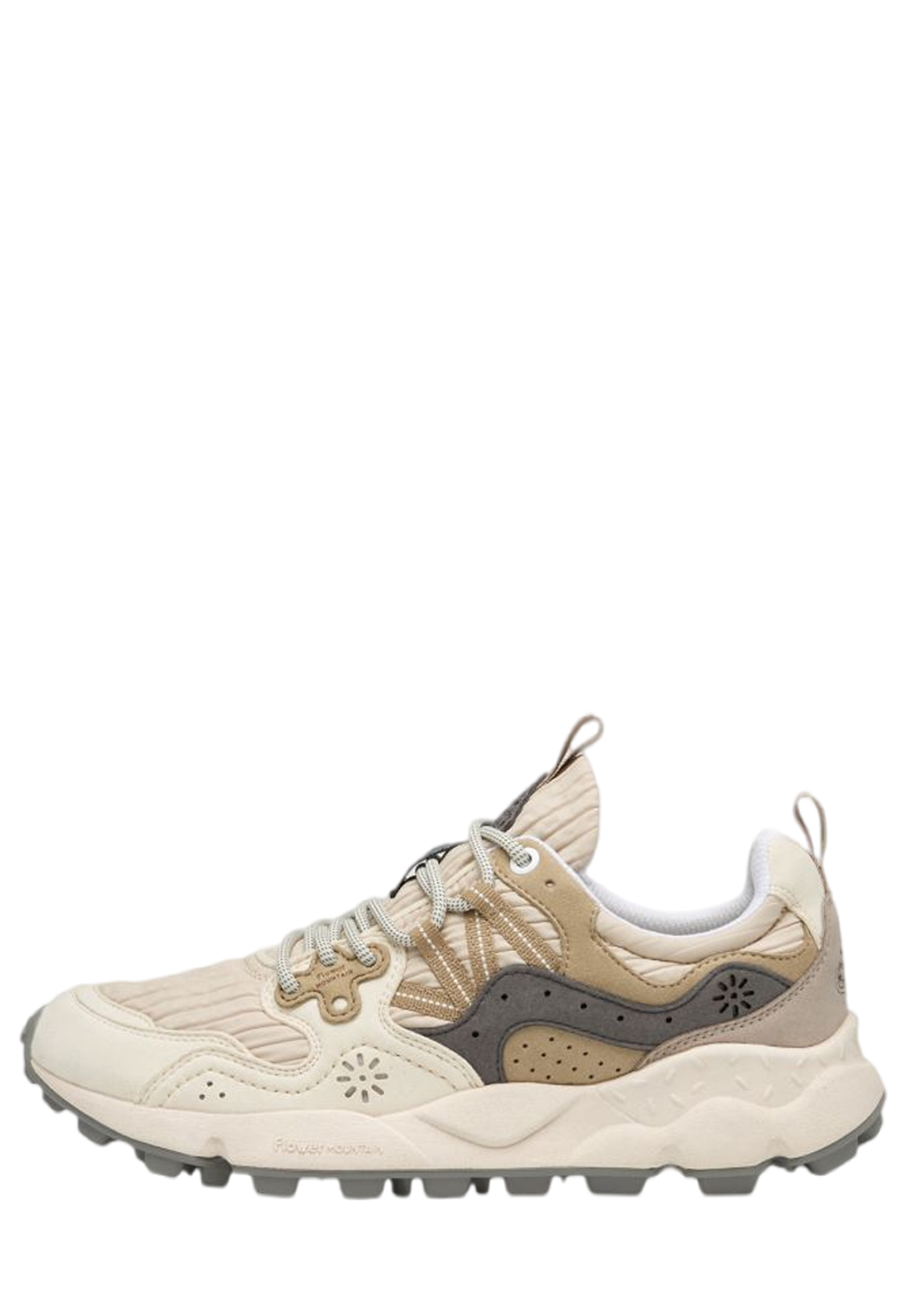 YAMANO 3 UNI KAISO Faux suede and technical fabric high-top sneakers - Cream white